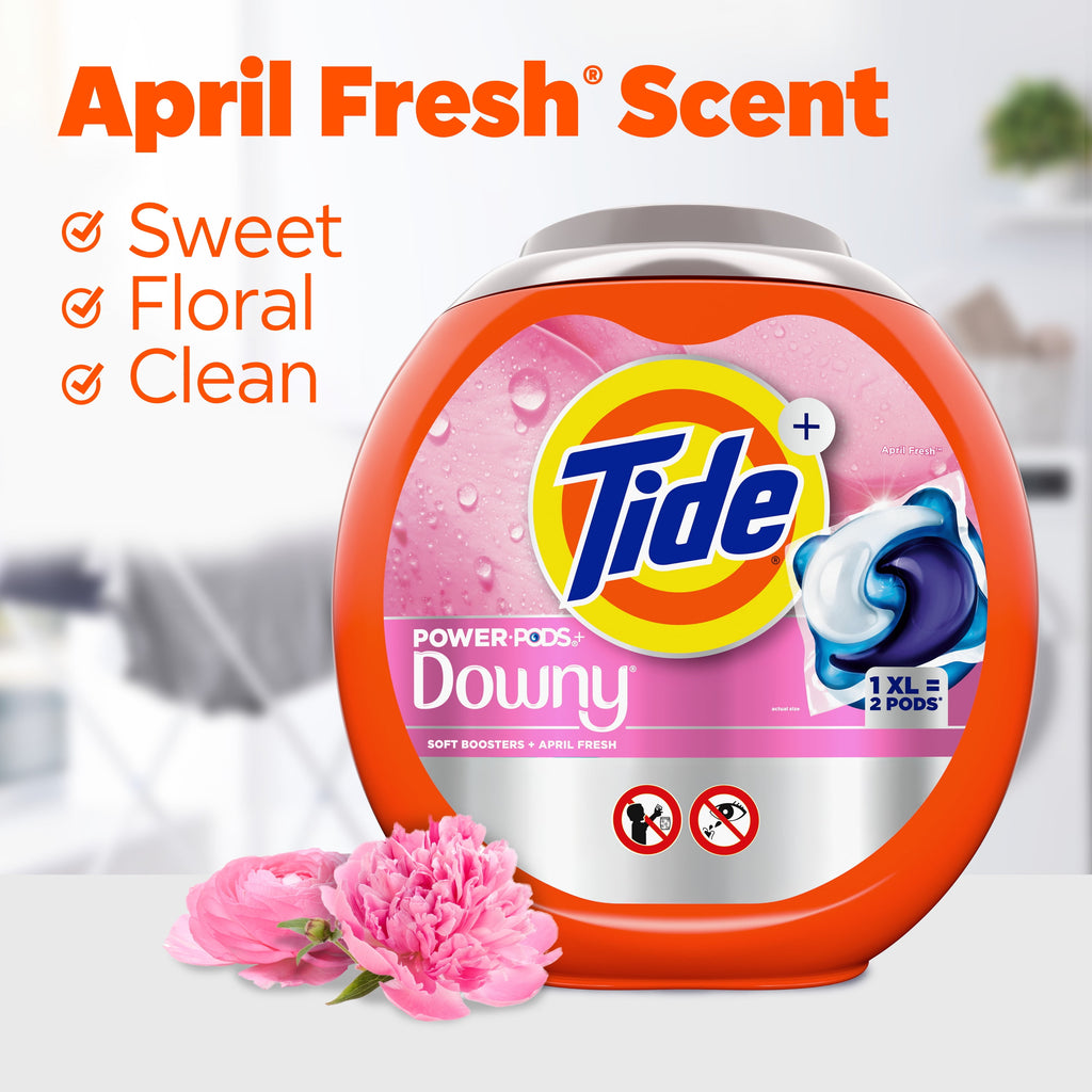 (2 pack) Tide Power PODS with Downy Soft Boosters Laundry Detergent Pacs, April Fresh Scent, 25 Count