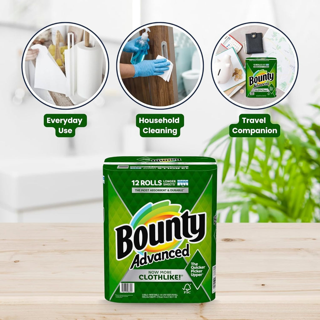 Bounty Advanced 2-Ply Paper Towel - Absorbent, Durable, and Clothlike - Select-A-Size - 3 Rolls