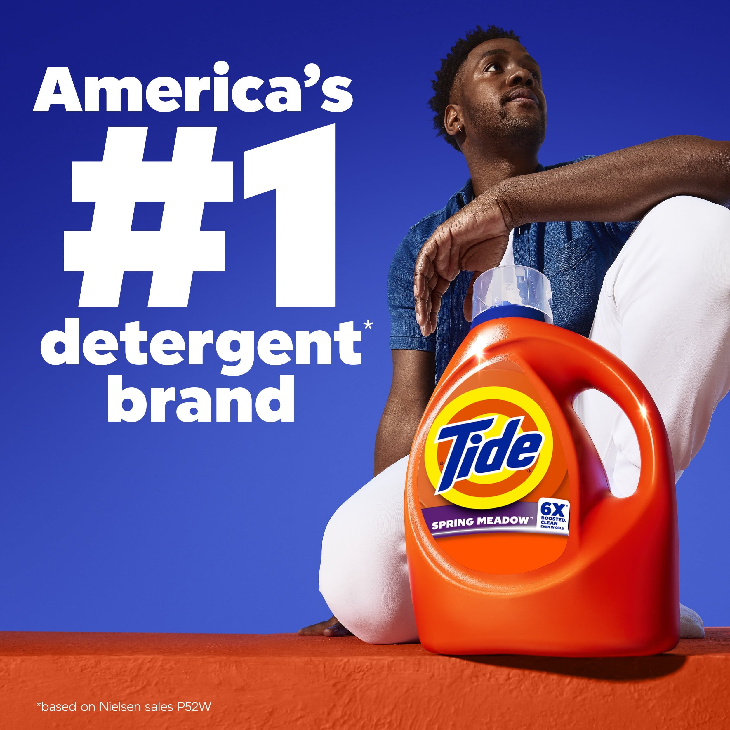 Tide Laundry Detergent Liquid with 6X Boosted Cleaning Power, Spring Meadow Scent, 80 fl oz, 64 Loads