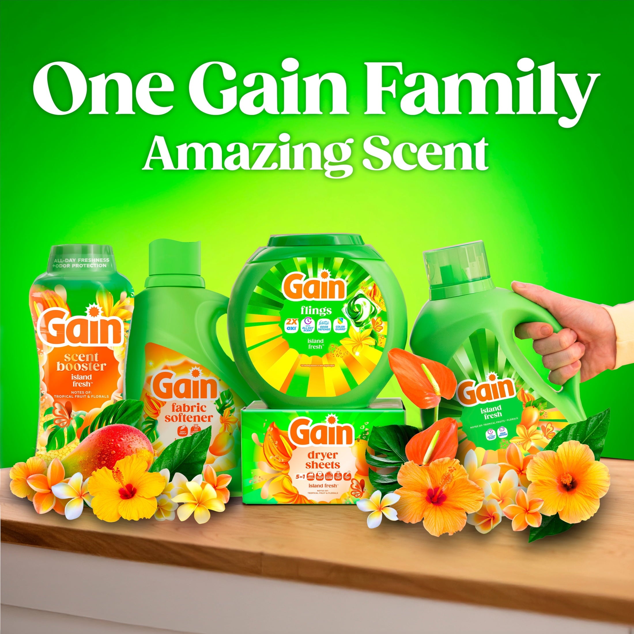 (2 pack) Gain Laundry Detergent Liquid, Now with Odor Defense, Island Fresh Scent, 81 fl oz, 61 Loads