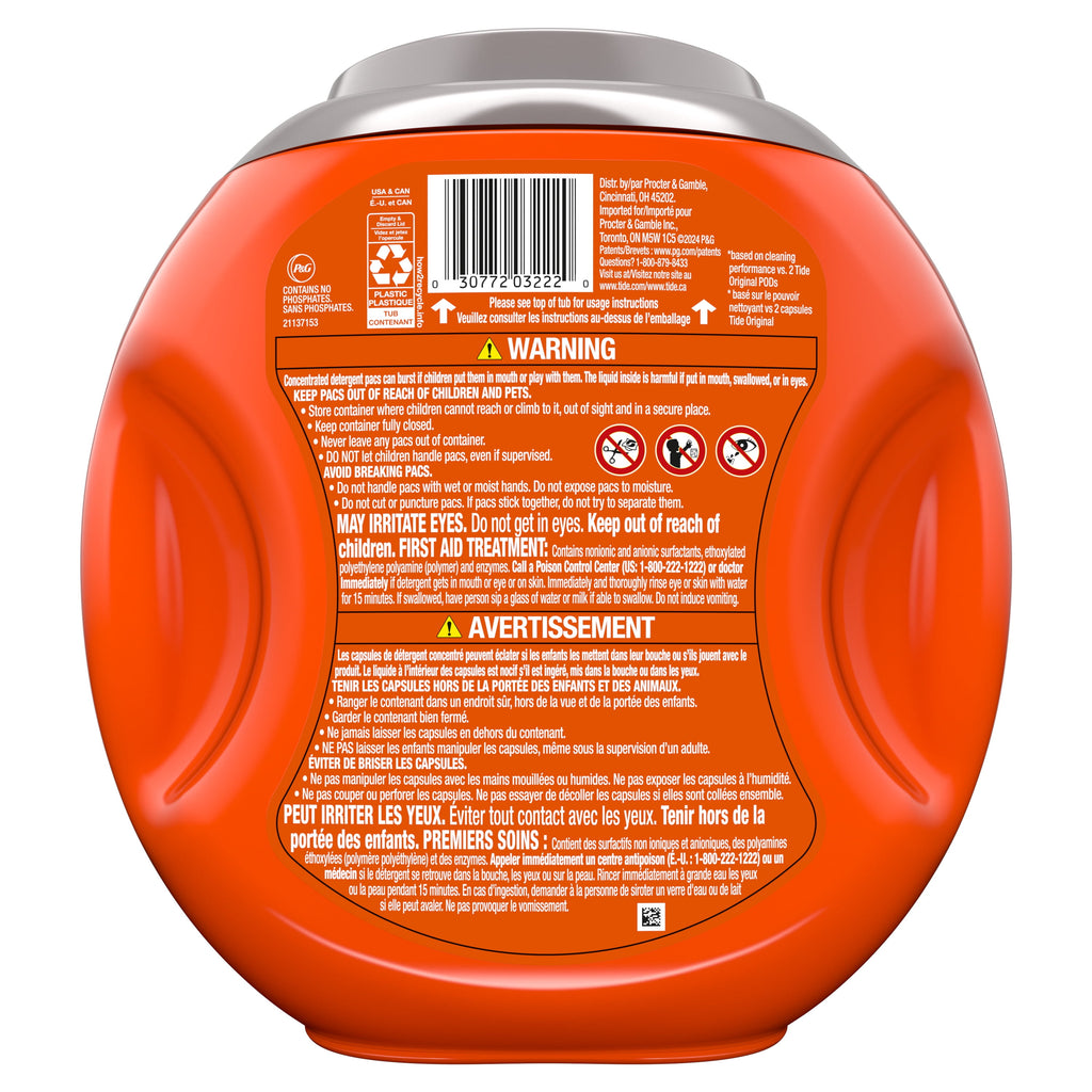 Tide Power PODS Laundry Detergent Soap Pacs with Odor Defense + Oxi, Original Scent, 57 Count