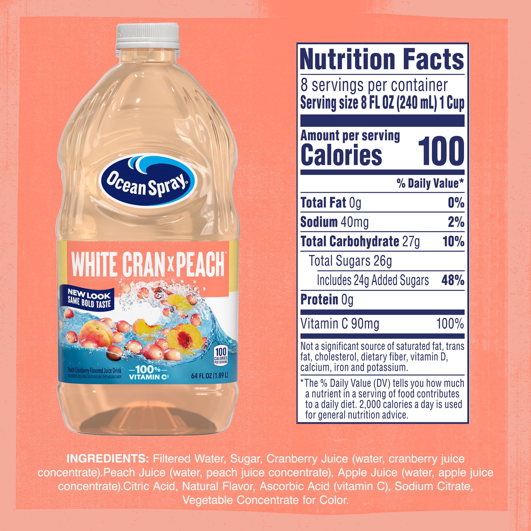 Ocean Spray® White Cran-Peach Juice Drink, 64 fl oz Bottle