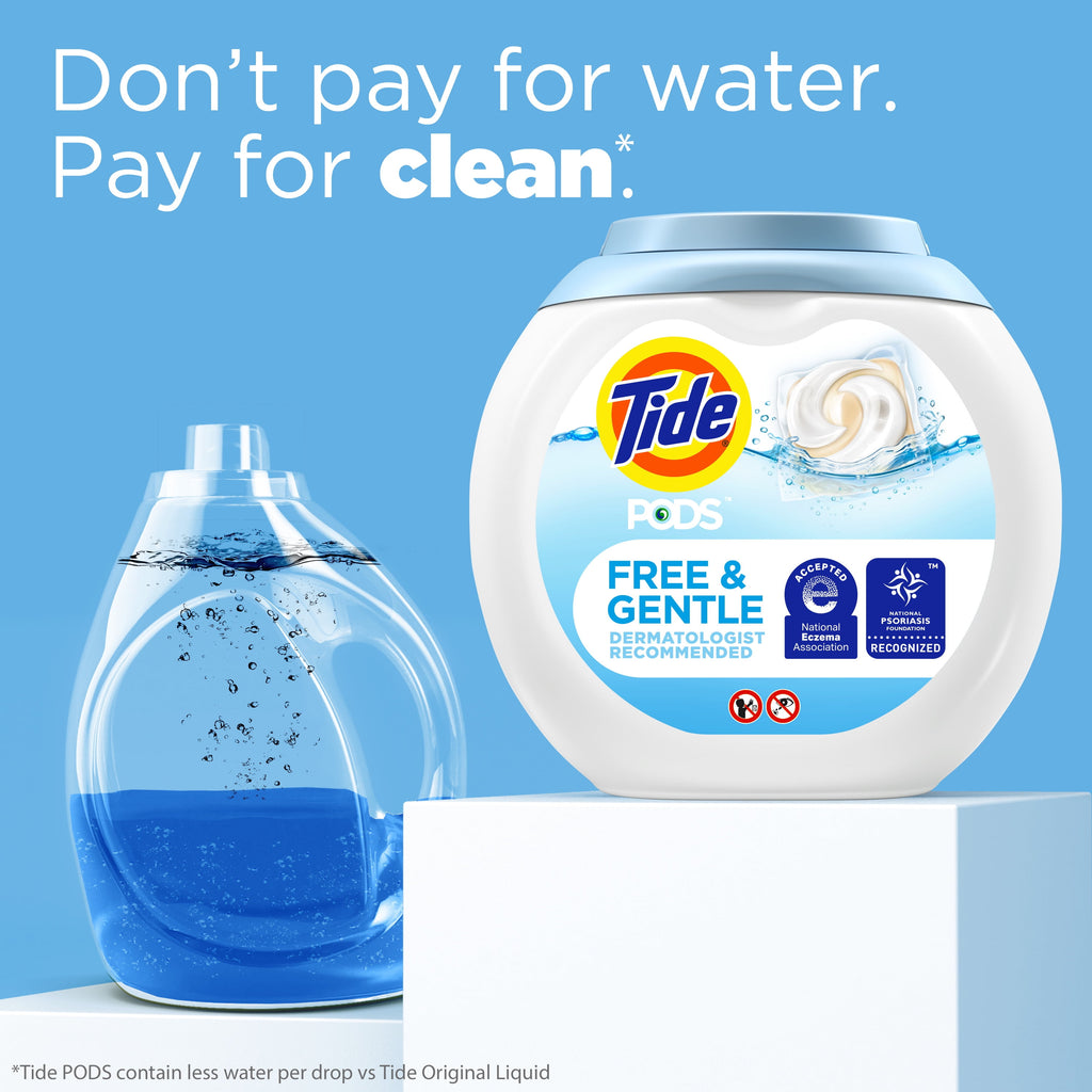 Tide PODS Free and Gentle Liquid Laundry Detergent Pacs, Hypoallergenic, Unscented, 112 Count