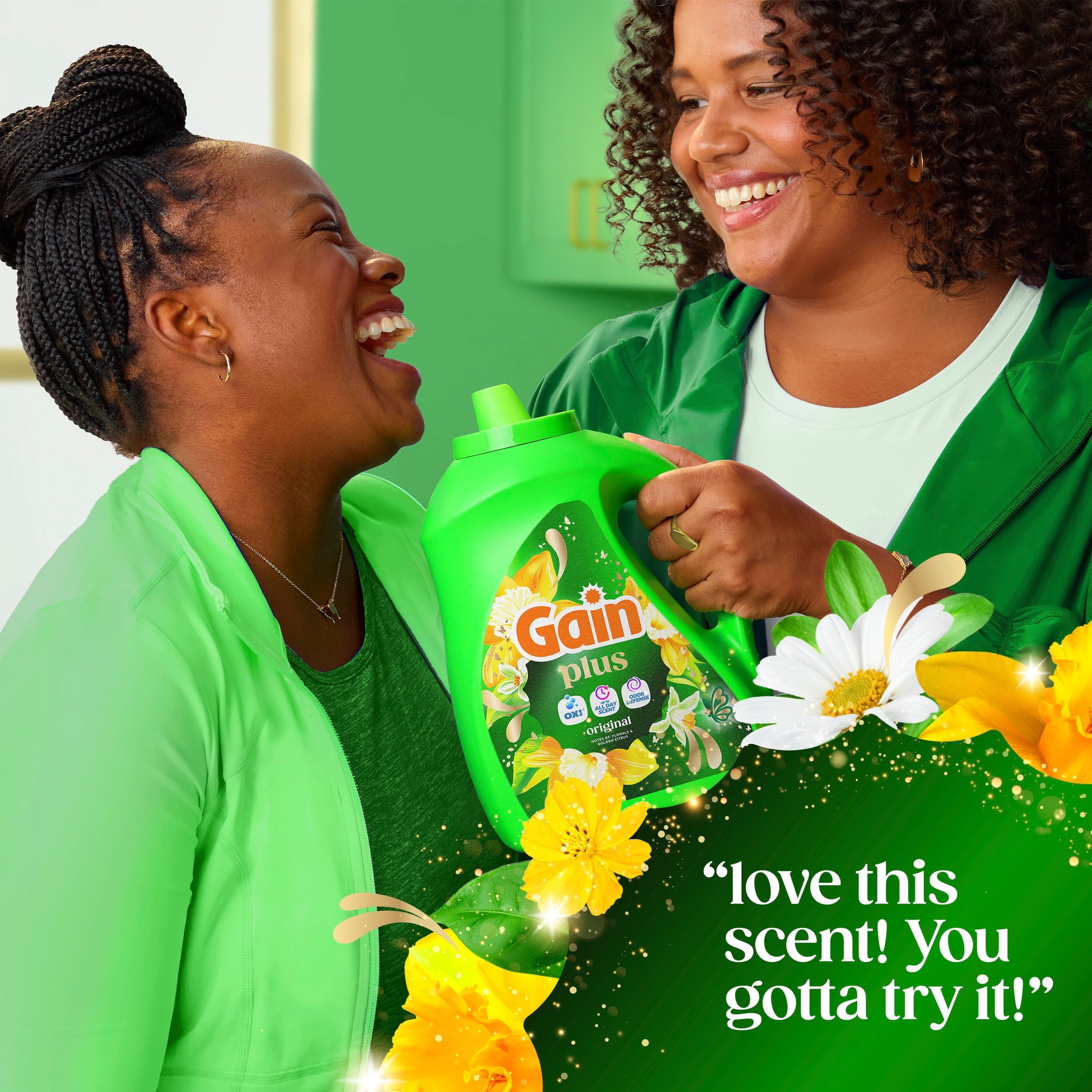 Gain Plus Laundry Detergent Liquid, Now with Odor Defense + OXI, Original Scent, 60 fl oz, 45 Loads