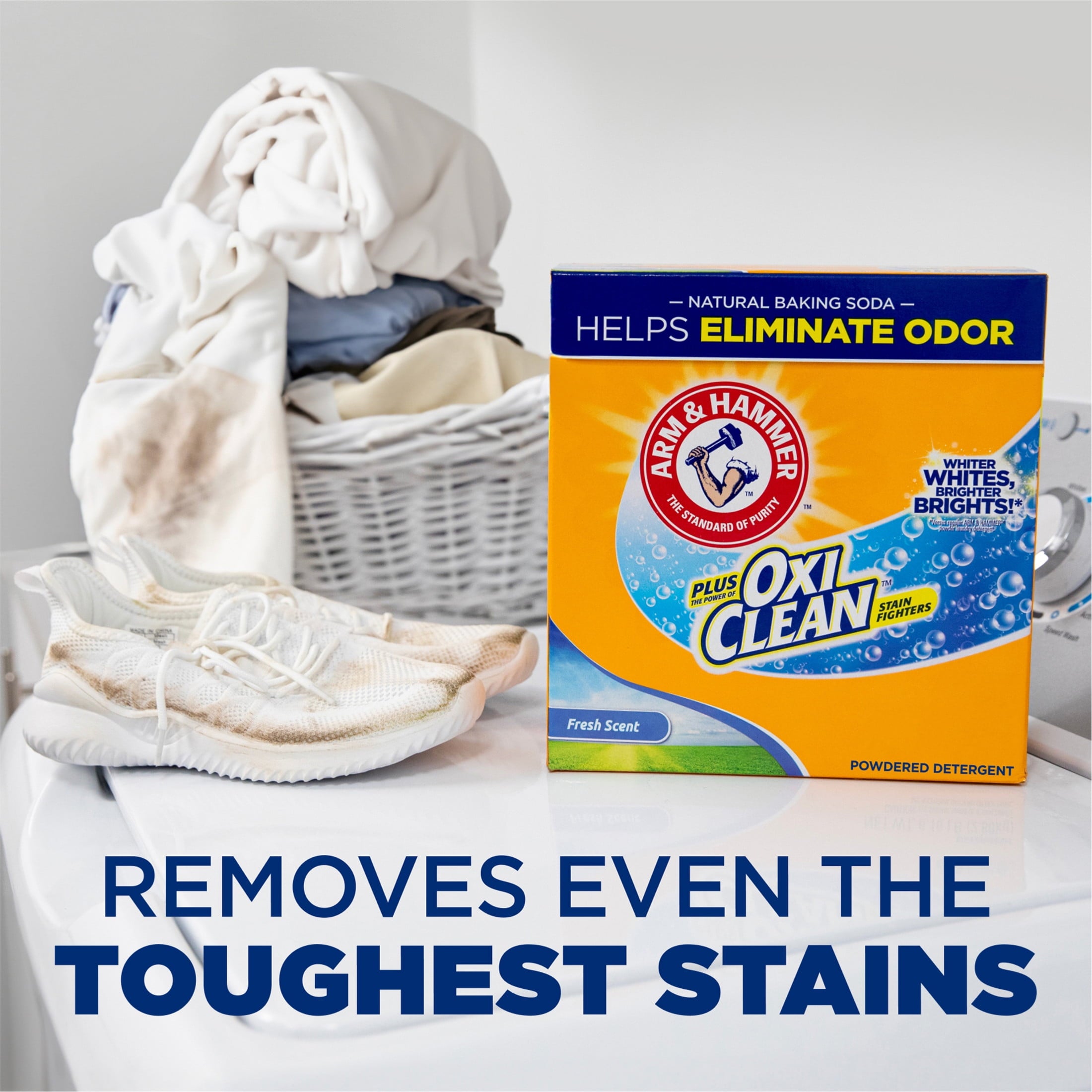 ARM & HAMMER Plus OxiClean Powder Laundry Detergent, Fresh Scent, 115 Loads
