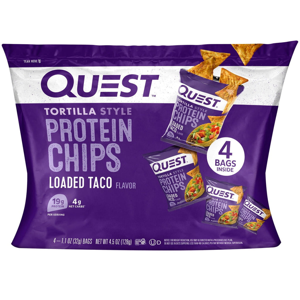 (2 pack) Quest Tortilla Style Protein Chips, Loaded Taco Flavor, Baked, Low Carb, 4 Count
