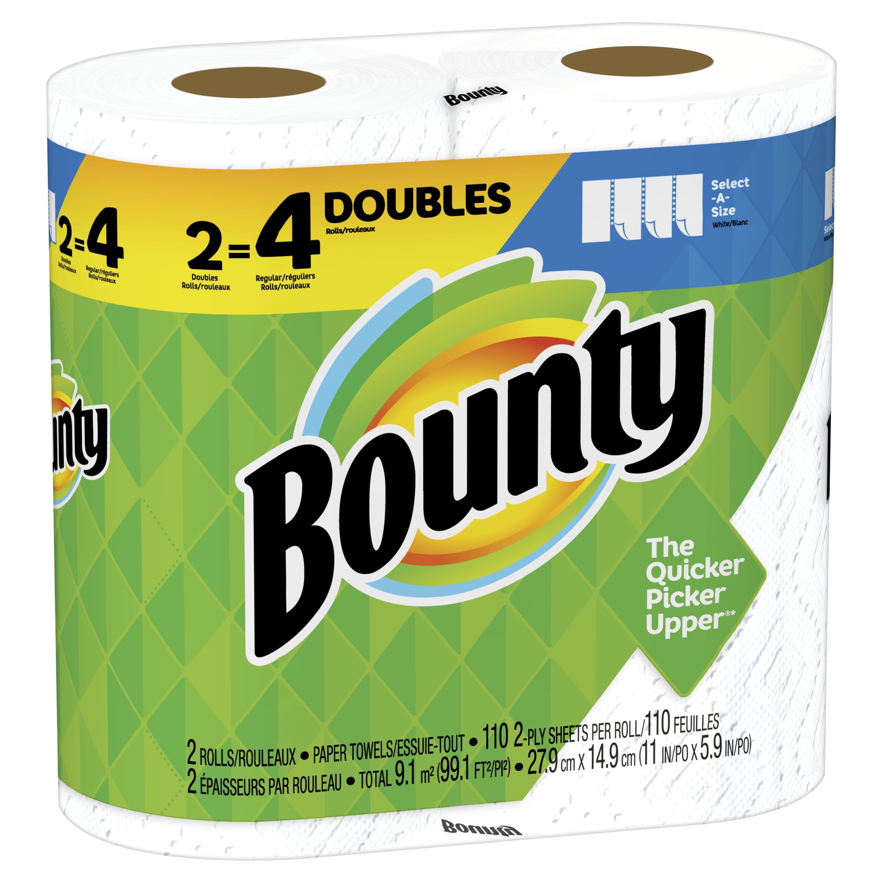 Bounty Select-A-Size Paper Towels, White, 2 Double Rolls