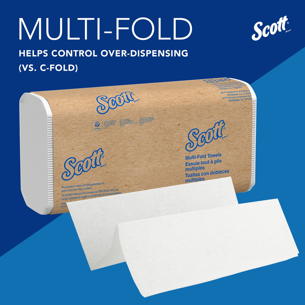 Scott Professional Universal Multifold Paper Towels, Bulk (58091), Absorbency Pockets, White, 9.2"x9.4" Towel, White, Compressed, Compact Case (250 Sheets/Pack, 12 Packs/Case, 3,000 Sheet Total)