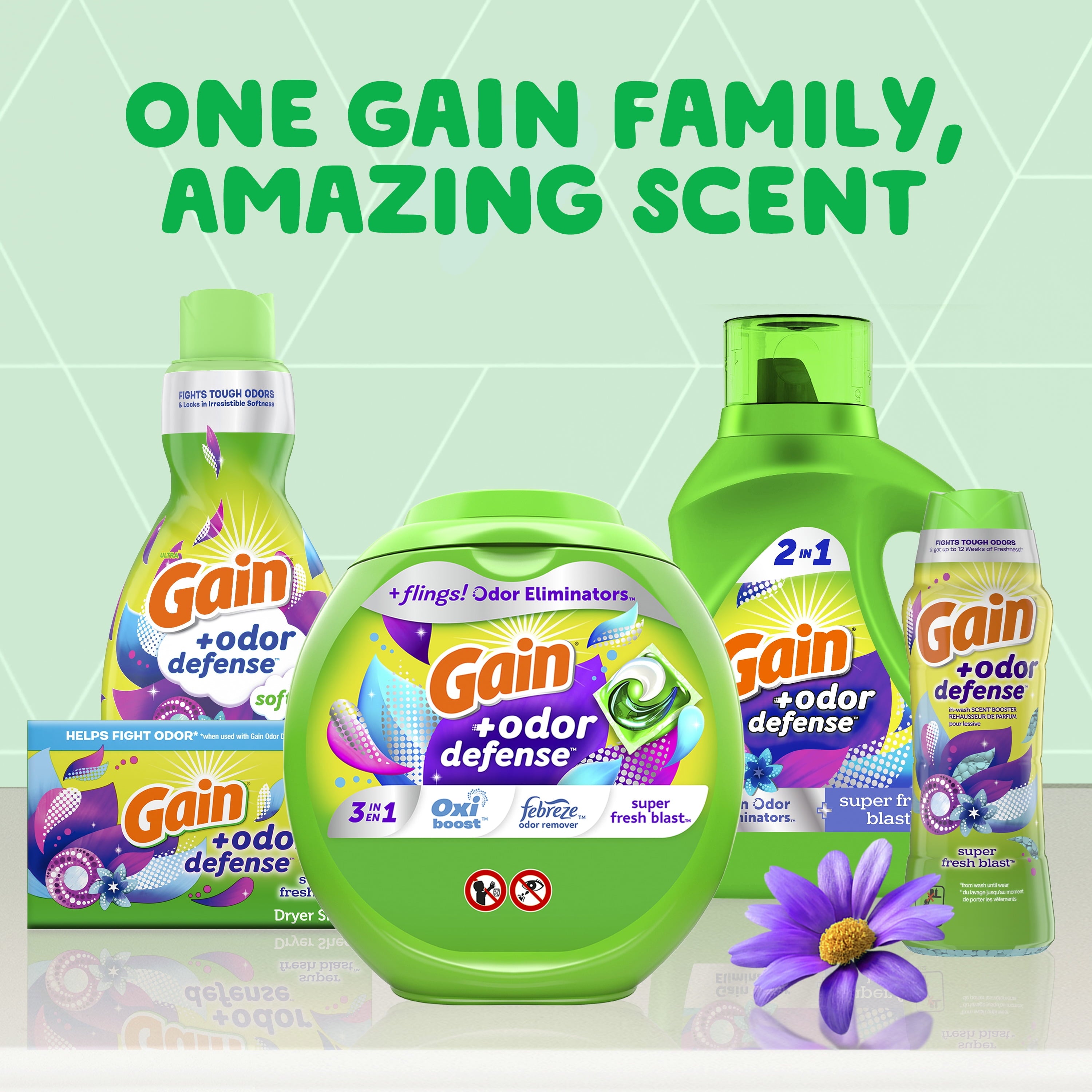 Gain Liquid Laundry Detergent Odor Defense, Super Fresh Blast Scent, 194 fl oz, 134 Loads
