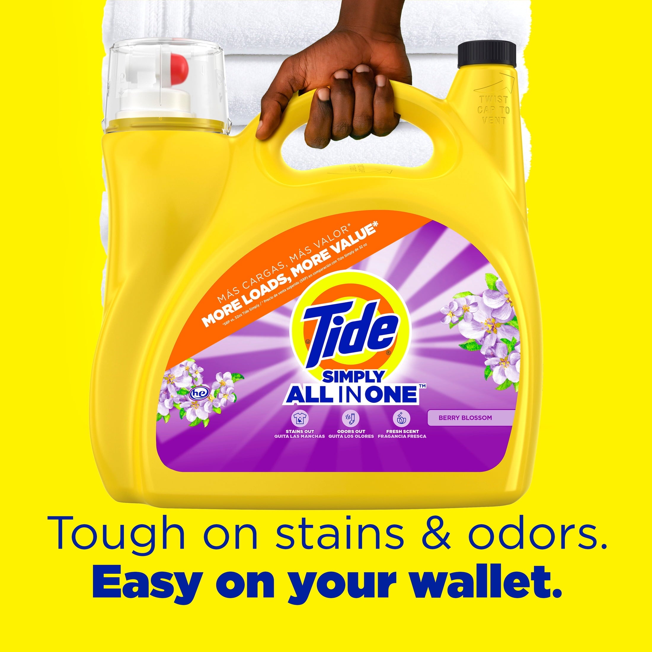 Tide Simply Laundry Detergent Liquid, Clean & Fresh, Berry Blossom Scent, 138 Loads, 173 fl oz