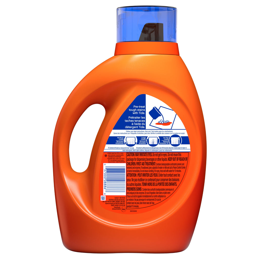 Tide HE Laundry Detergent, Original Scent, Liquid, 100 oz Bottle