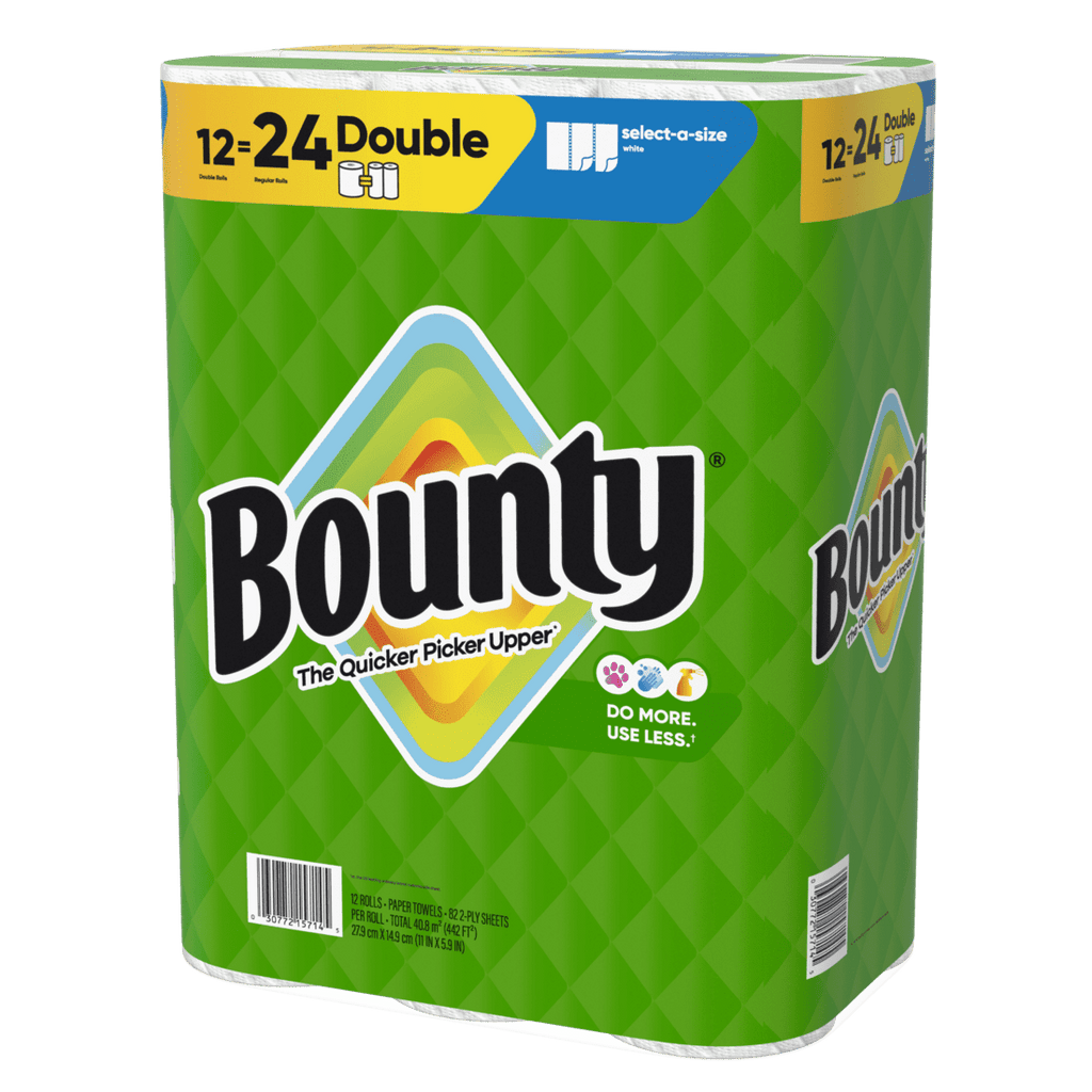 Bounty Paper Towels Select-A-Size White, 12 Double Rolls, 82 Sheets Per Roll
