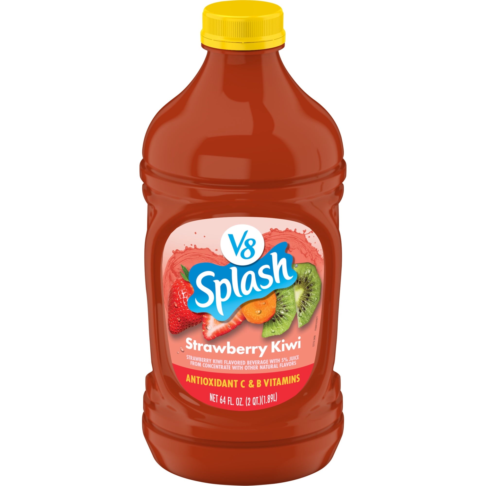 (8 pack) V8 Splash Strawberry Kiwi Flavored Beverage, 64 fl oz Bottle