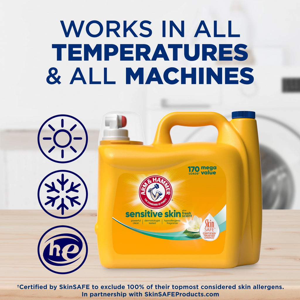 ARM & HAMMER Sensitive Skin Plus Fresh Scent, 170 Loads Liquid Laundry Detergent, 170 fl oz