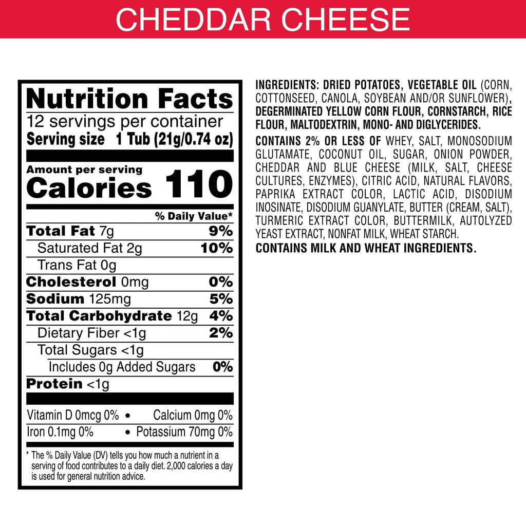 Pringles Potato Crisps Chips, Lunch Snacks, Snack Cups, Cheddar Cheese, 8.8oz Tray (12 Cups)