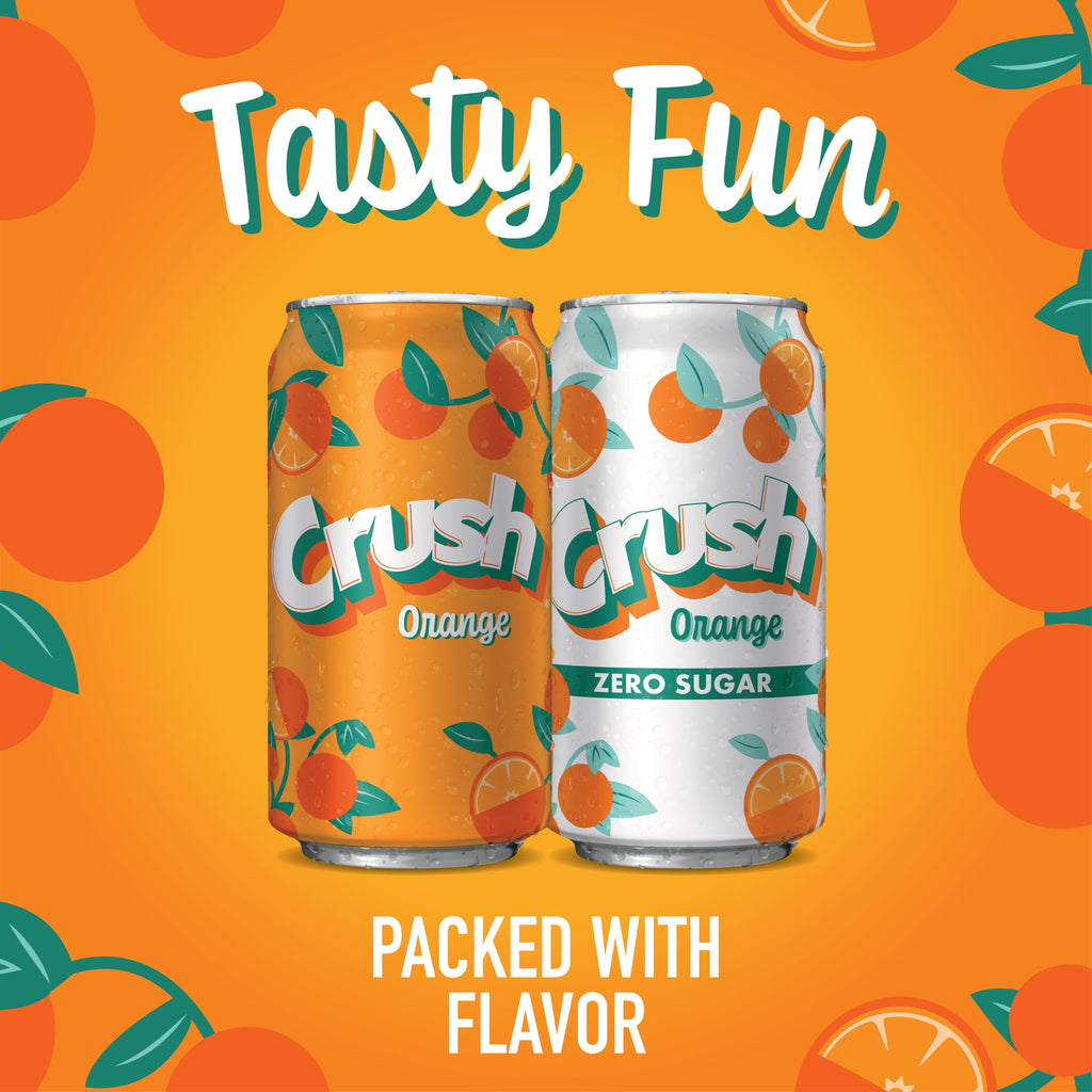 Crush Caffeine Free Zero Sugar Orange Soda Pop, 12 fl oz, 12 Pack Cans
