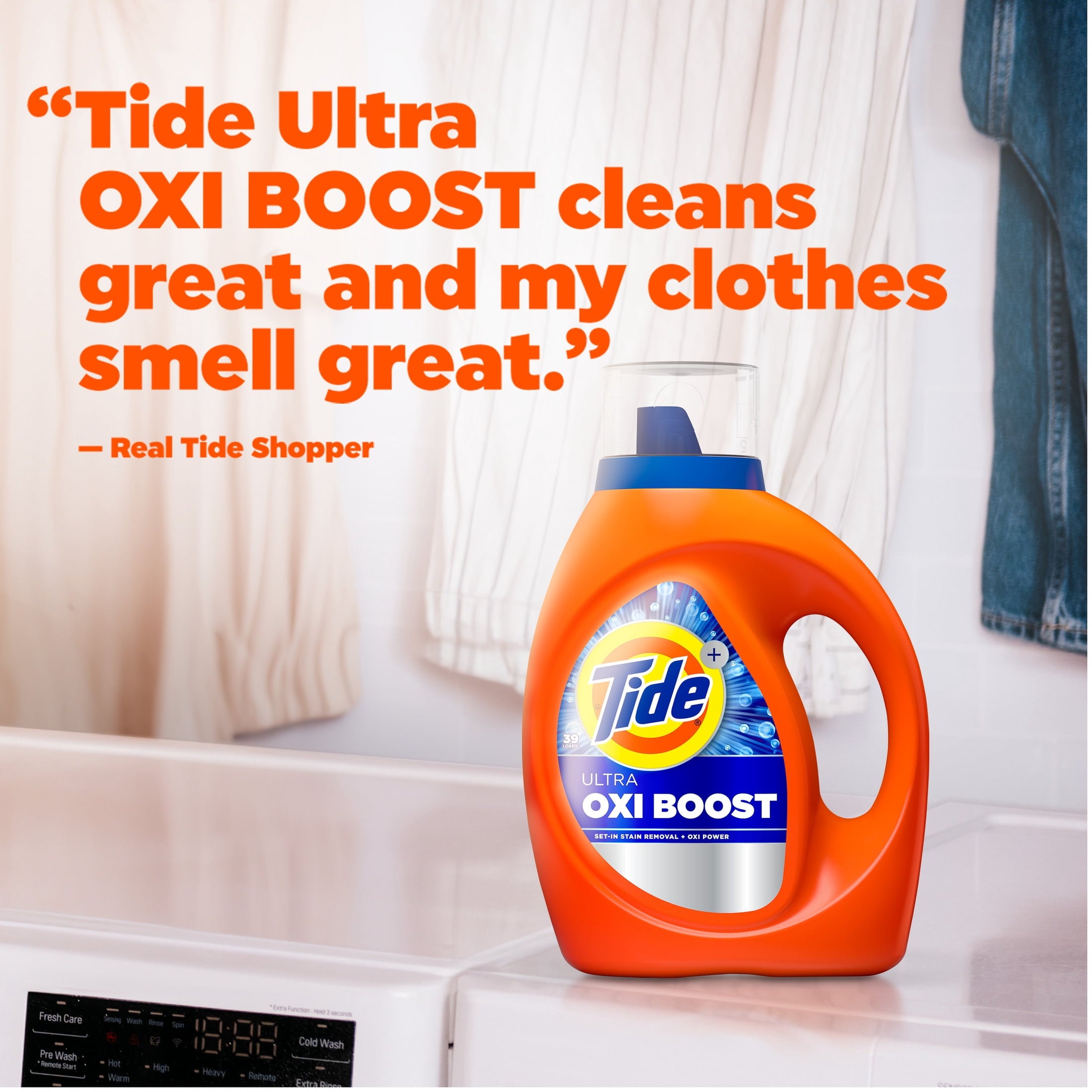 Tide Laundry Detergent Liquid with Ultra Oxi Boost, Advanced Stain Remover, 27 fl oz, 19 Loads