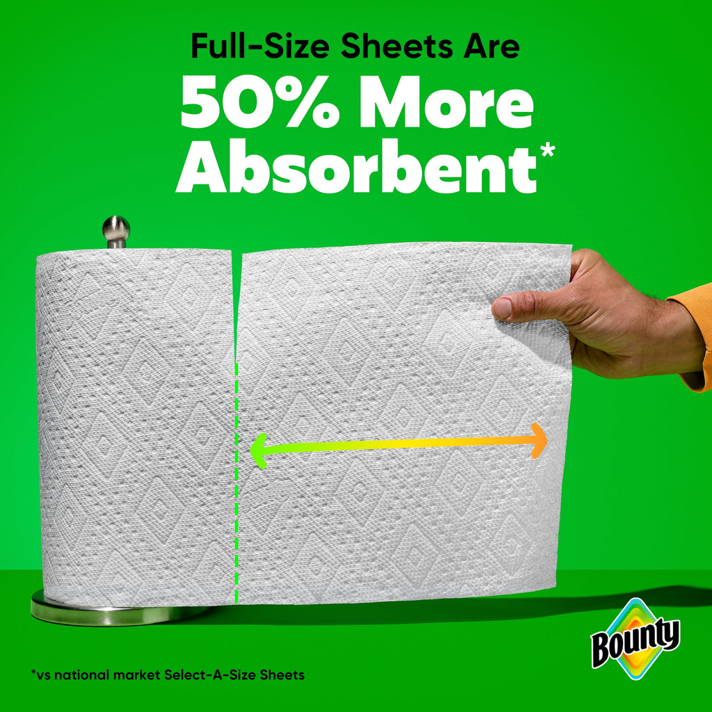 Bounty Paper Towels Full Sheet White, 6 Triple Rolls, 75 Sheets per Roll