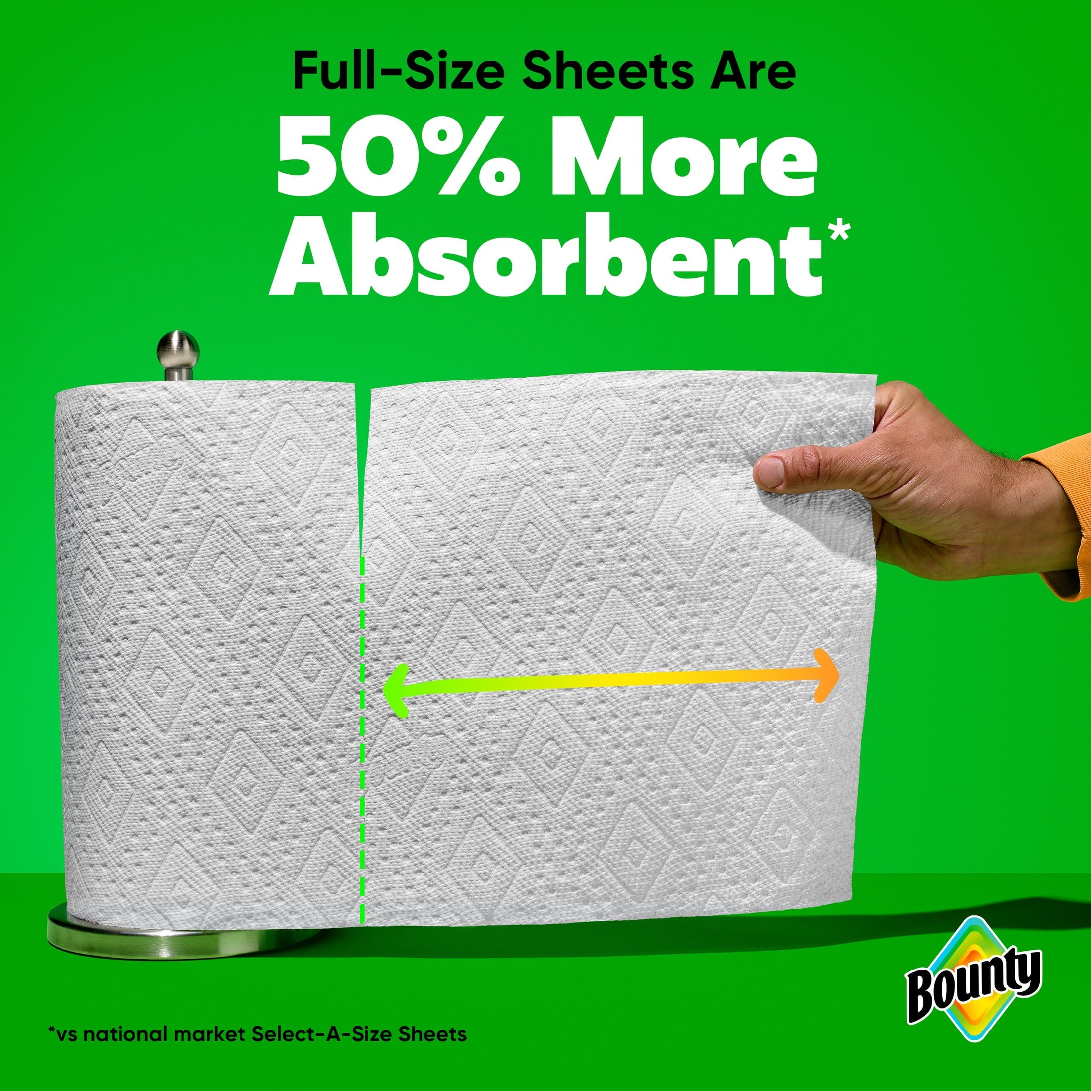 Bounty Paper Towels Full Sheet White, 6 Mega Rolls, 100 Sheets per Roll