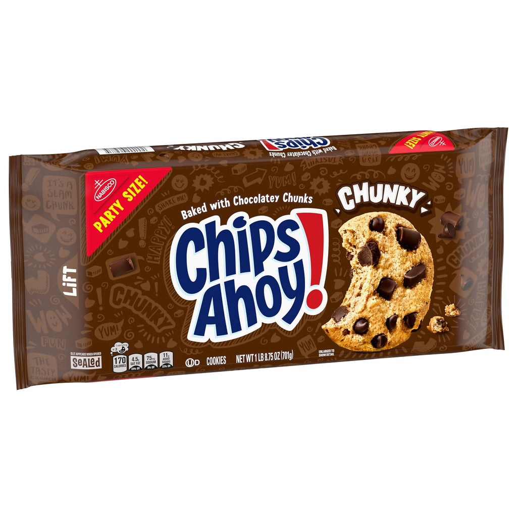 CHIPS AHOY! Chunky Fudgy Chocolate Chip Cookies, Party Size, 24.75 oz