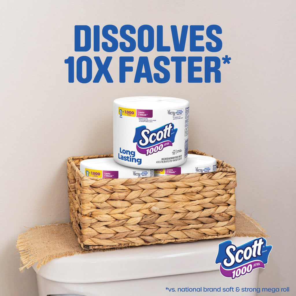 Scott 1000 Toilet Paper, 20 Rolls, 1000 Sheets Per Roll