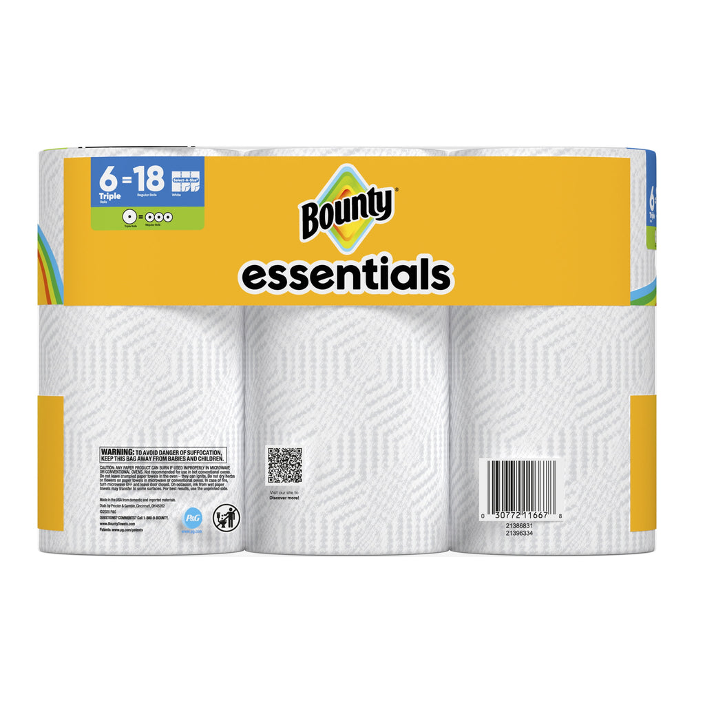 Bounty Essentials Paper Towels Select-a-Size, 6 Triple Rolls