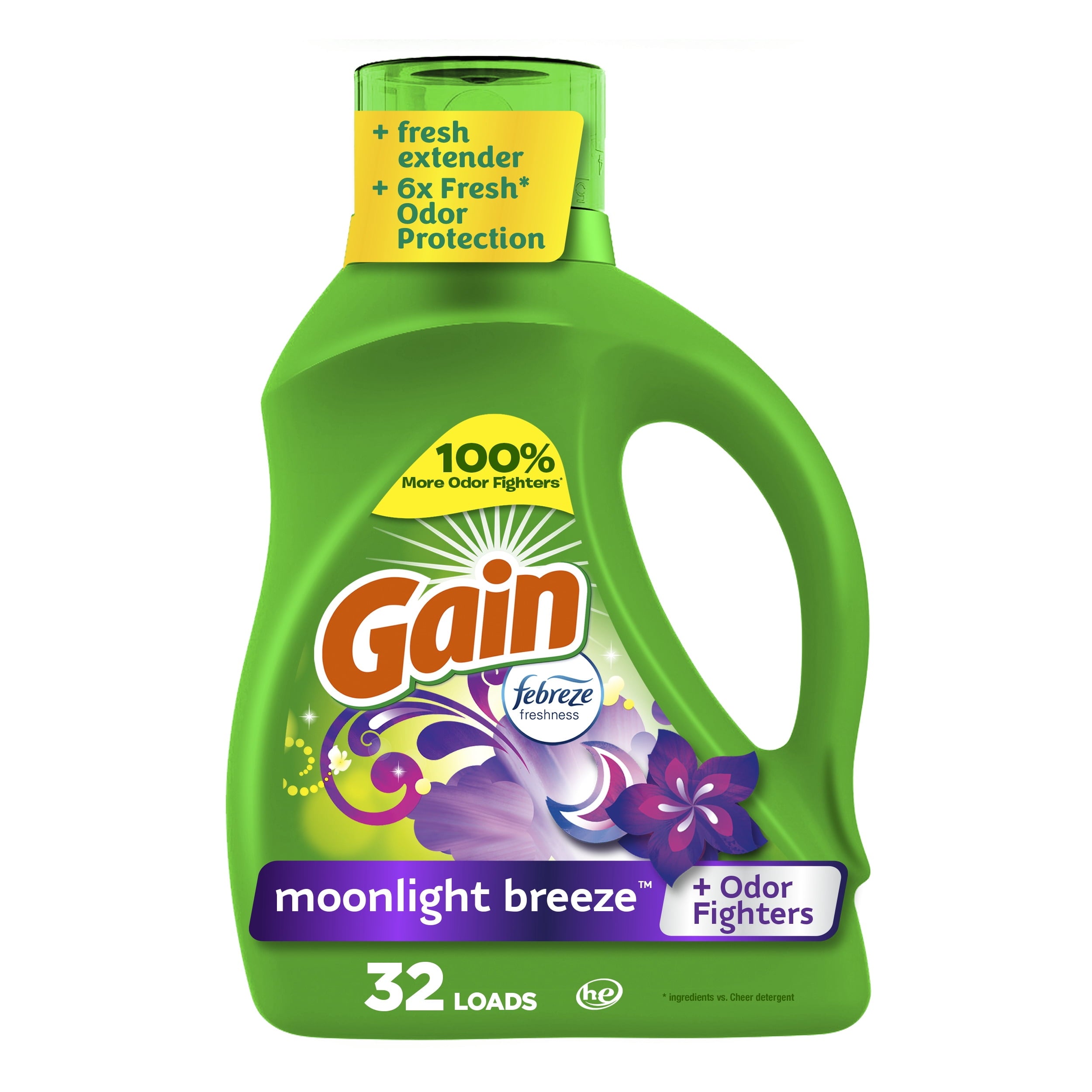 Gain Laundry Detergent Liquid with Odor Fighters, Moonlight Breeze Scent, 46 fl oz, 32 Loads