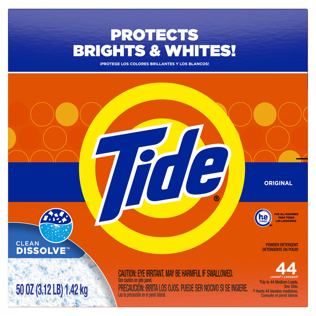 Tide Powder Laundry Detergent, Original Scent, 50 oz, 44 Loads