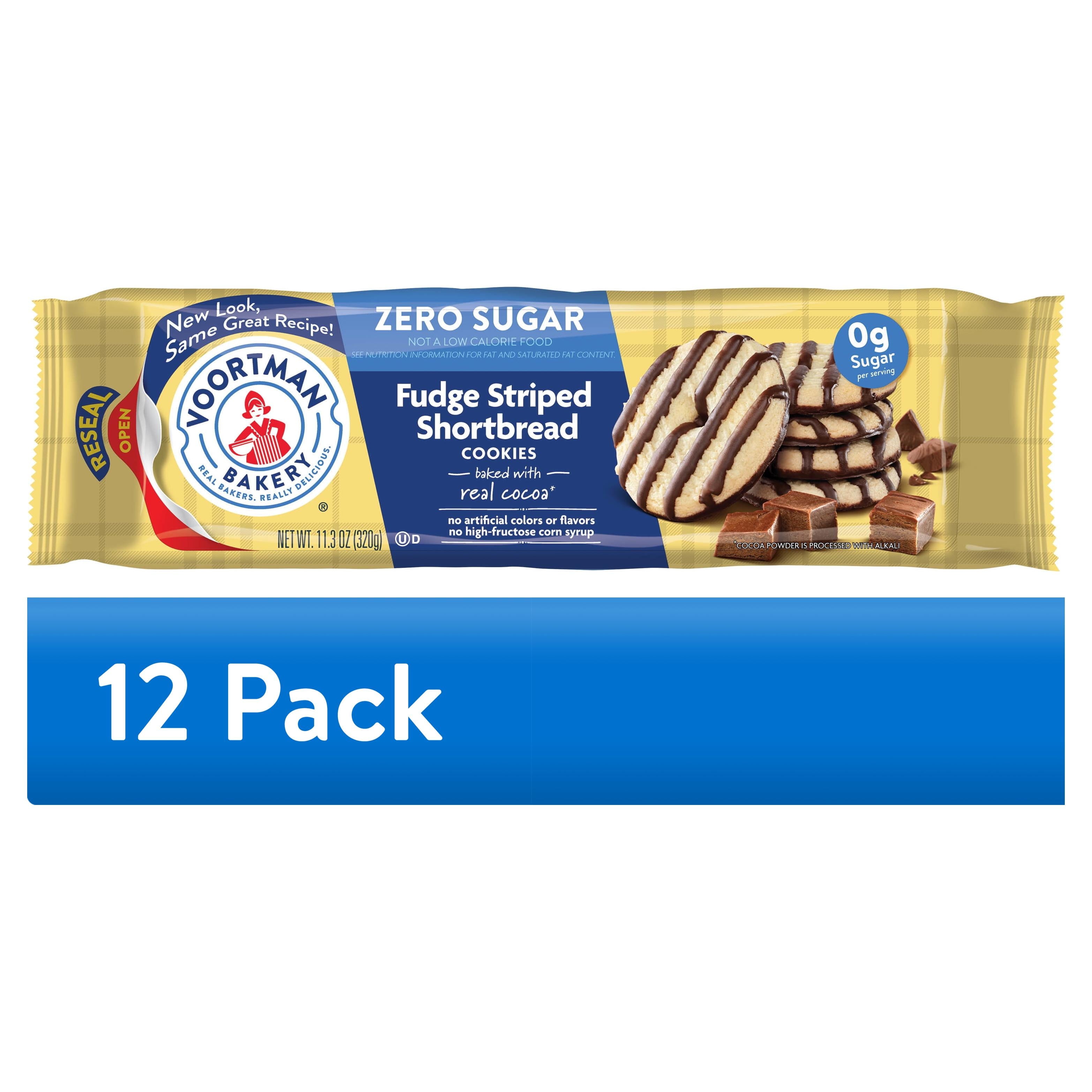 VOORTMAN Bakery Zero Sugar Fudge Striped Shortbread Cookies 11.3 oz