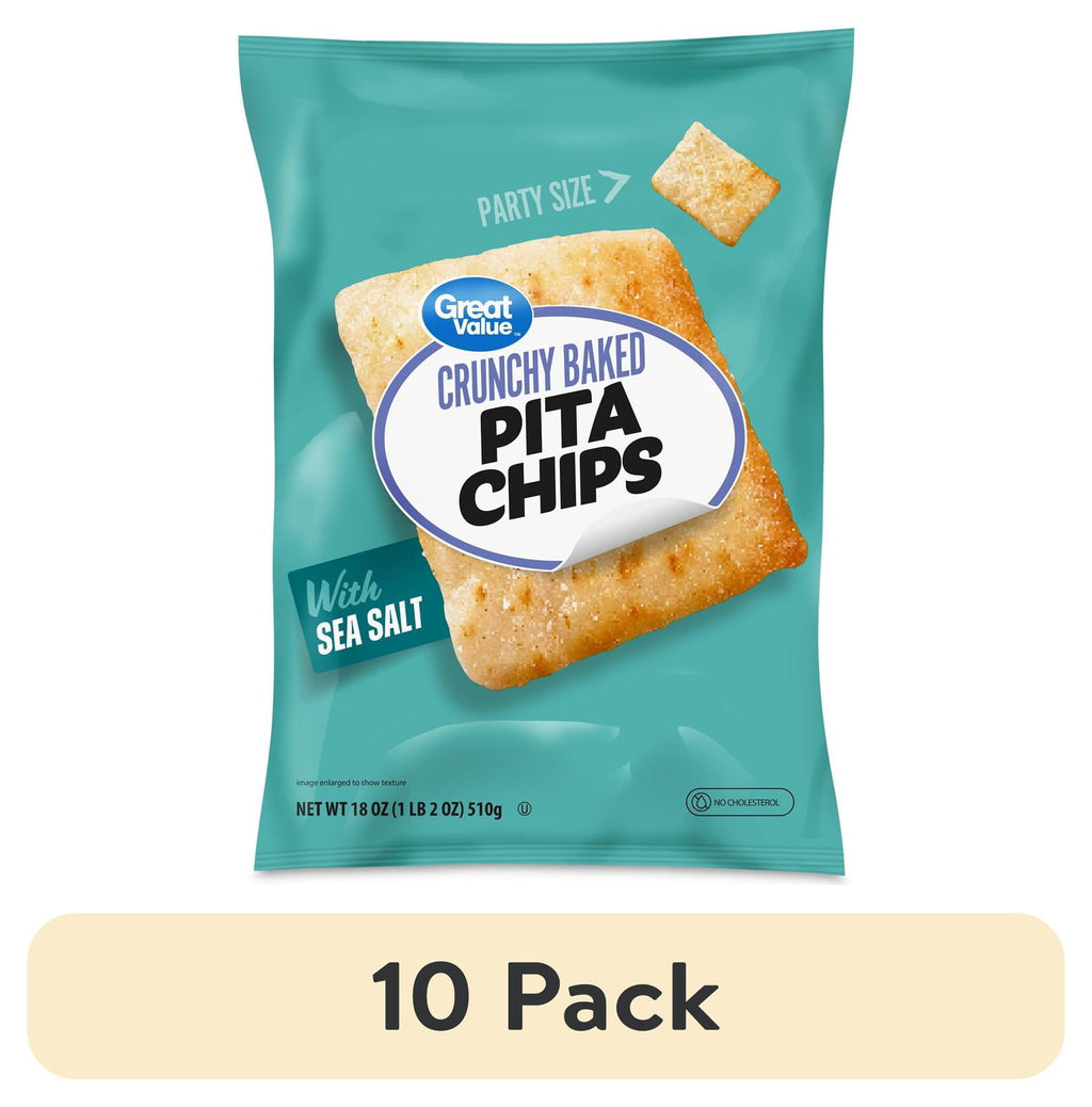 Great Value Sea Salt Pita Chips Party Size, 18 oz