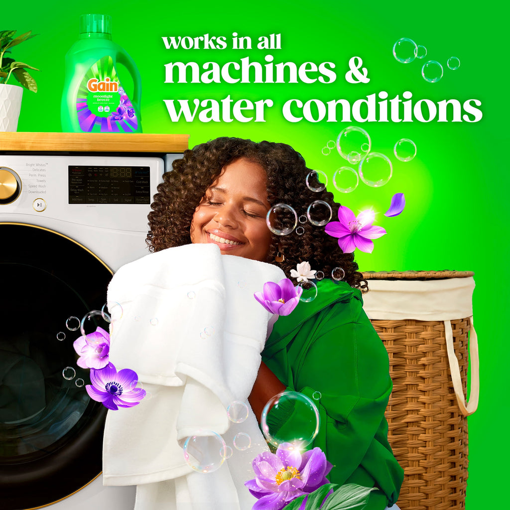 Gain Laundry Detergent Liquid, Now with Odor Defense, Moonlight Breeze Scent, 39 fl oz, 29 Loads