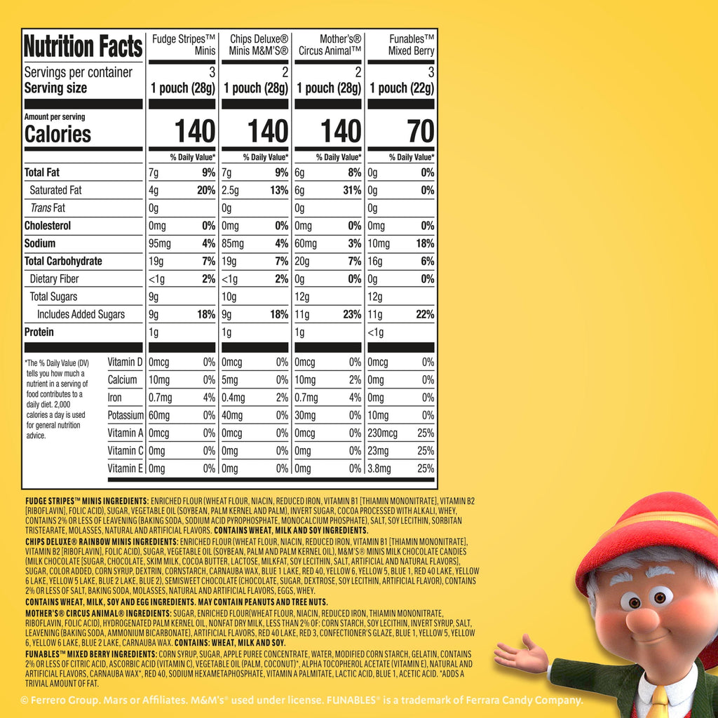 Keebler Sweet Treat Variety Pack, 10-Count Box, Includes Chips Deluxe, Funables, Fudge Stripes, and Mother's Circus Animal Cookies, 9.4 oz