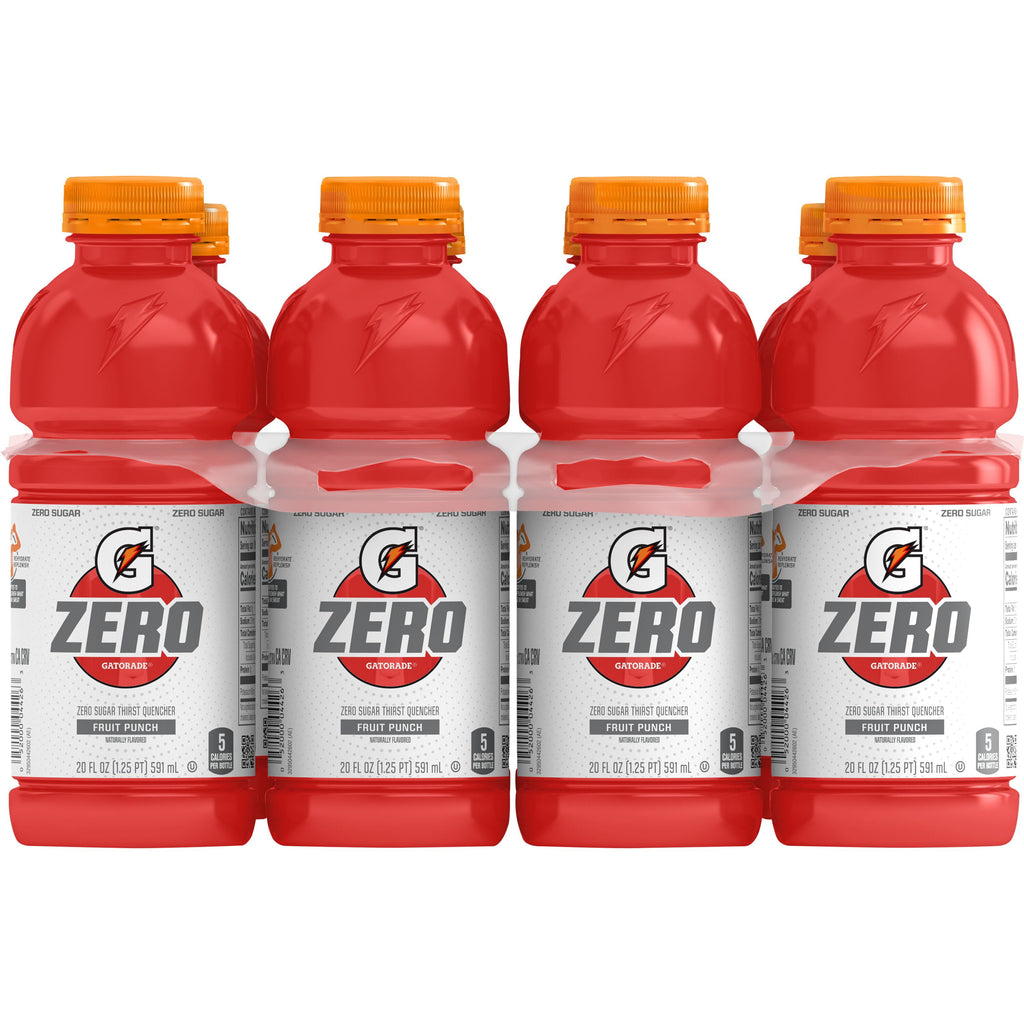 Gatorade Zero Sugar Thirst Quencher Glacier Cherry Sports Drinks, 20 fl oz, 8 Count Bottles