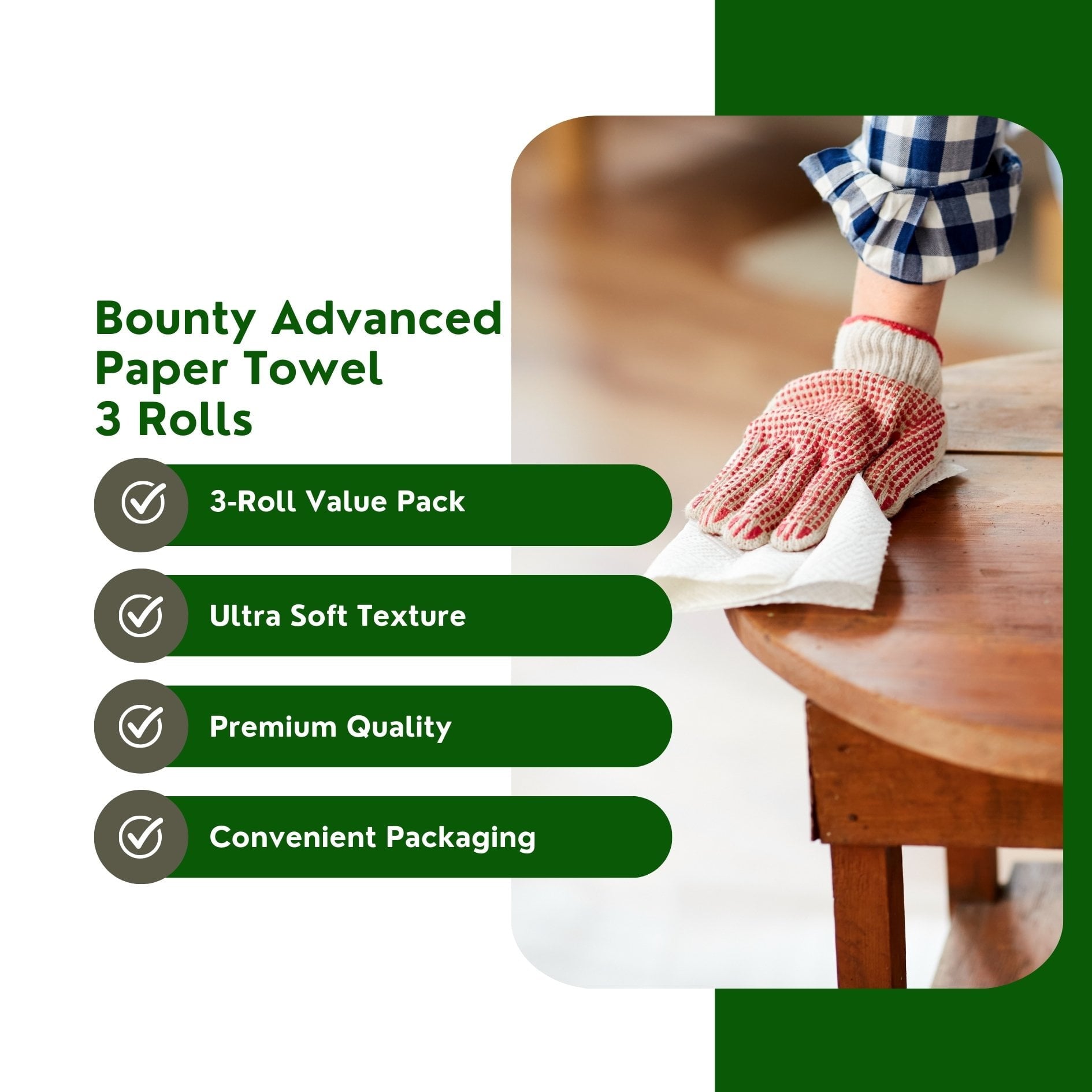 Bounty Advanced 2-Ply Paper Towel - Absorbent, Durable, and Clothlike - Select-A-Size - 3 Rolls