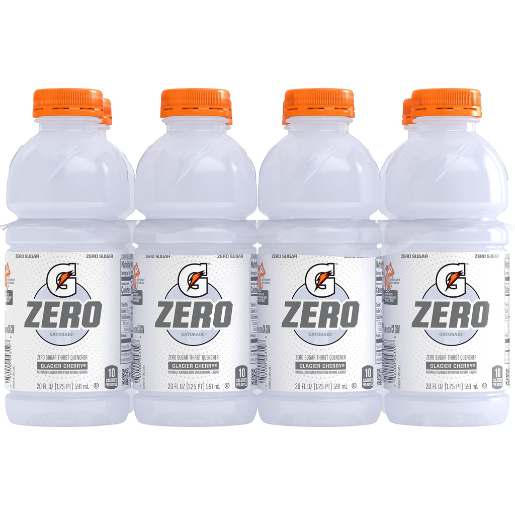 Gatorade Zero Sugar Thirst Quencher Glacier Cherry Sports Drinks, 20 fl oz, 8 Count Bottles