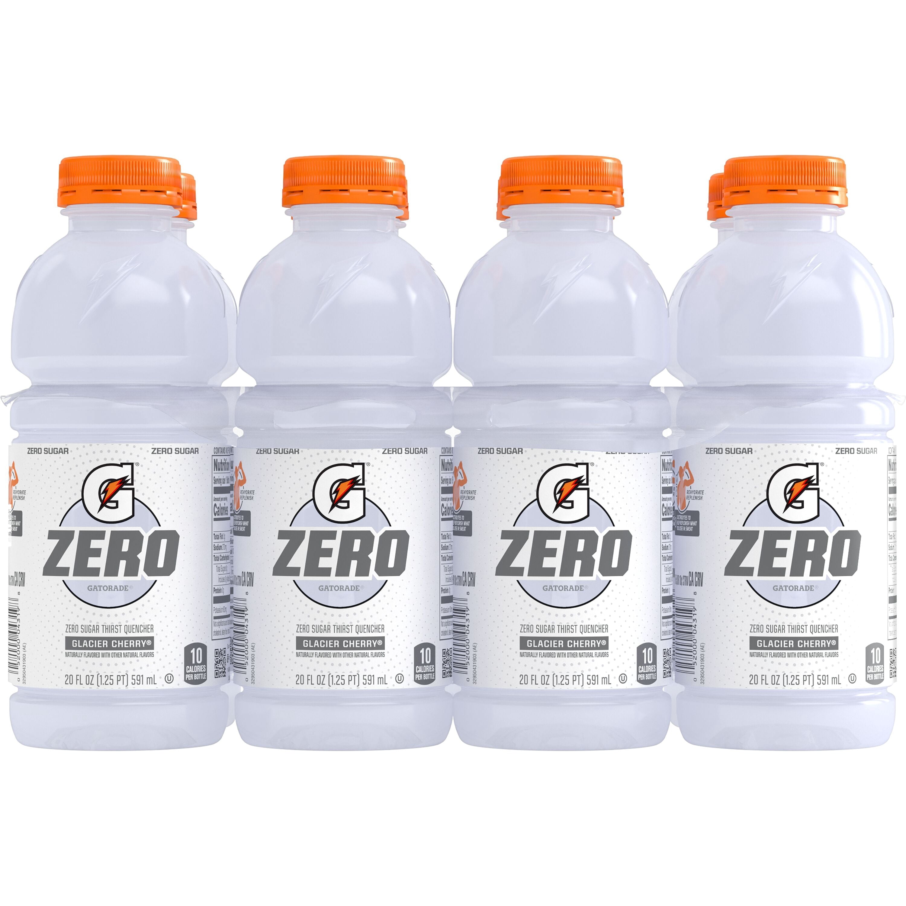 Gatorade Zero Sugar Thirst Quencher Glacier Cherry Sports Drinks, 20 fl oz, 8 Count Bottles