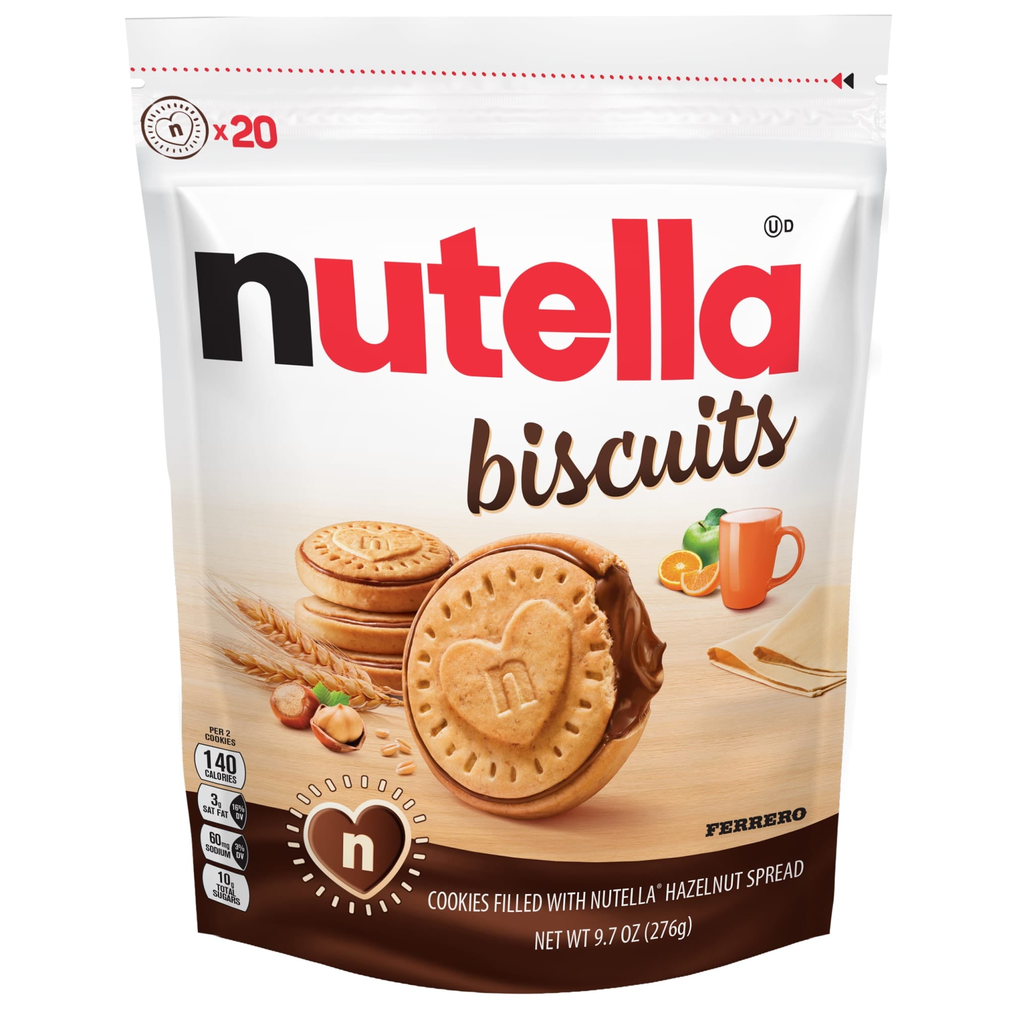 Nutella Biscuits Cookies Filled with Nutella Hazelnut Spread, Sweet Snack Pack, 9.7 oz