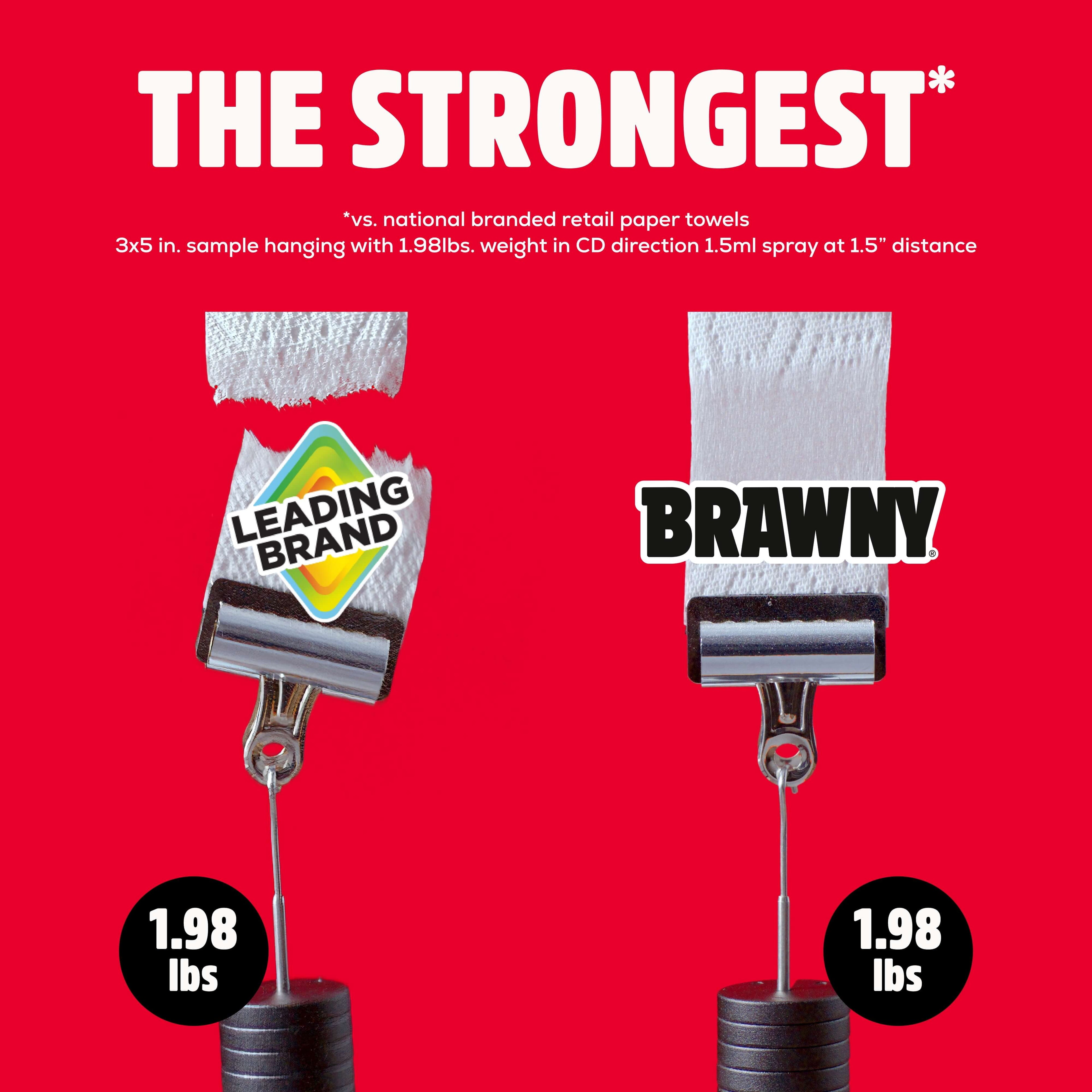 Brawny Tear-A-Square 3-Ply Paper Towels, 8 Triple Rolls, 114 Sheets per Roll