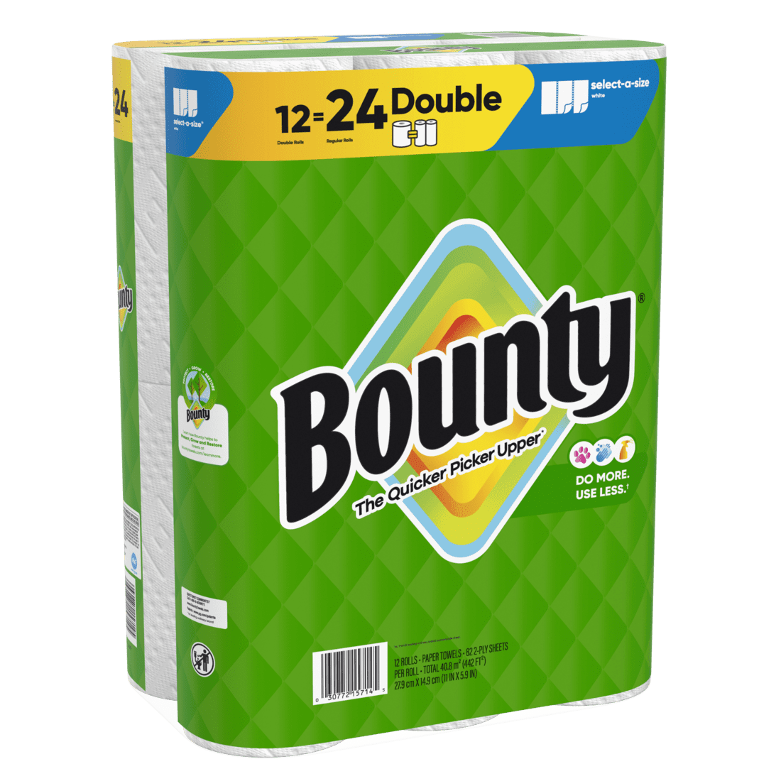 Bounty Paper Towels Select-A-Size White, 12 Double Rolls, 82 Sheets Per Roll