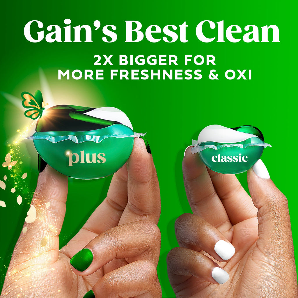 Gain Plus Flings Laundry Detergent Liquid Washing Pacs, Gain's Best All-In-One Clean, Original Scent, 32 Count