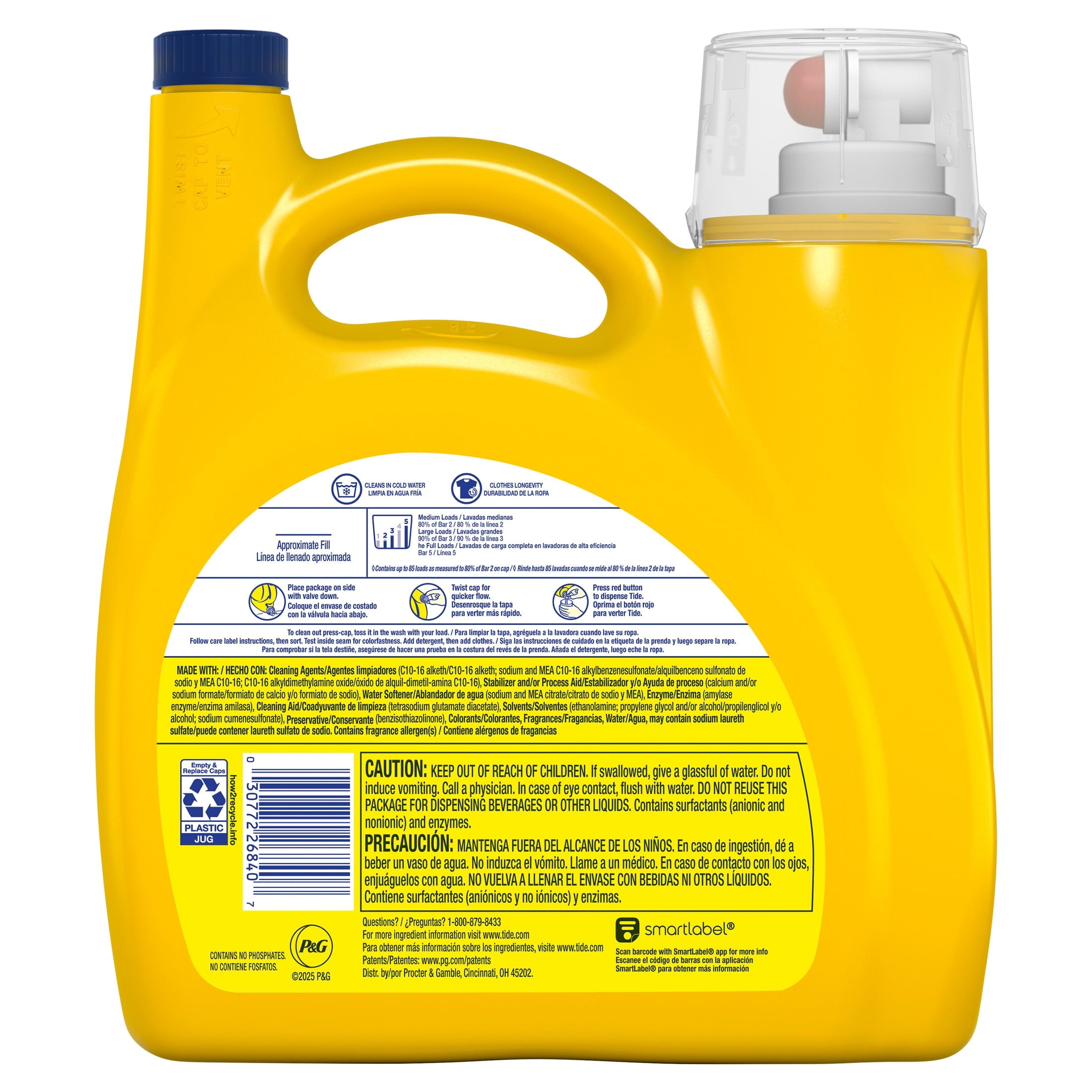 Tide Simply Laundry Detergent Liquid, All-In-One, Refreshing Breeze Scent, 85 Loads, 107 fl oz