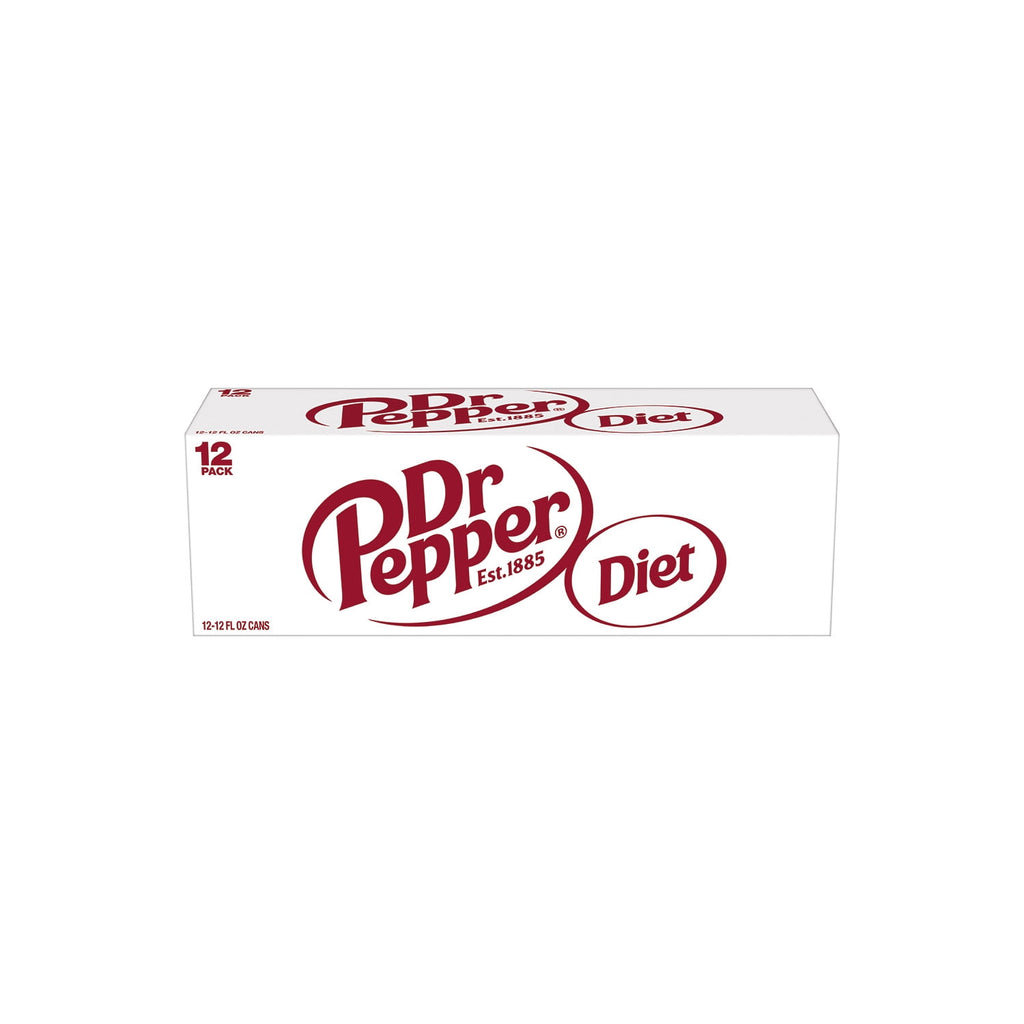 Diet Dr Pepper Soda Pop, 12 fl oz, 12 Pack Cans