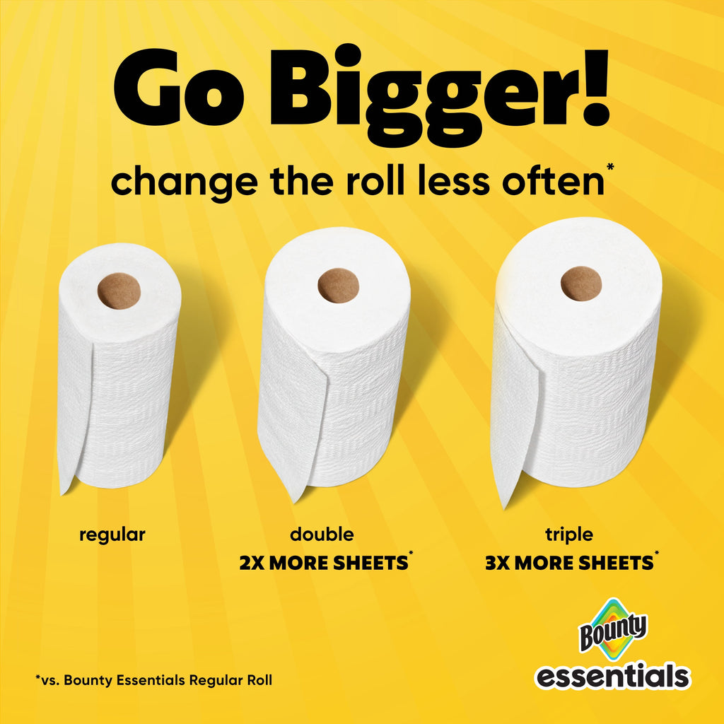 Bounty Essentials Paper Towels Select-A-Size 6 Double Rolls, White, 108 Sheets Per Roll