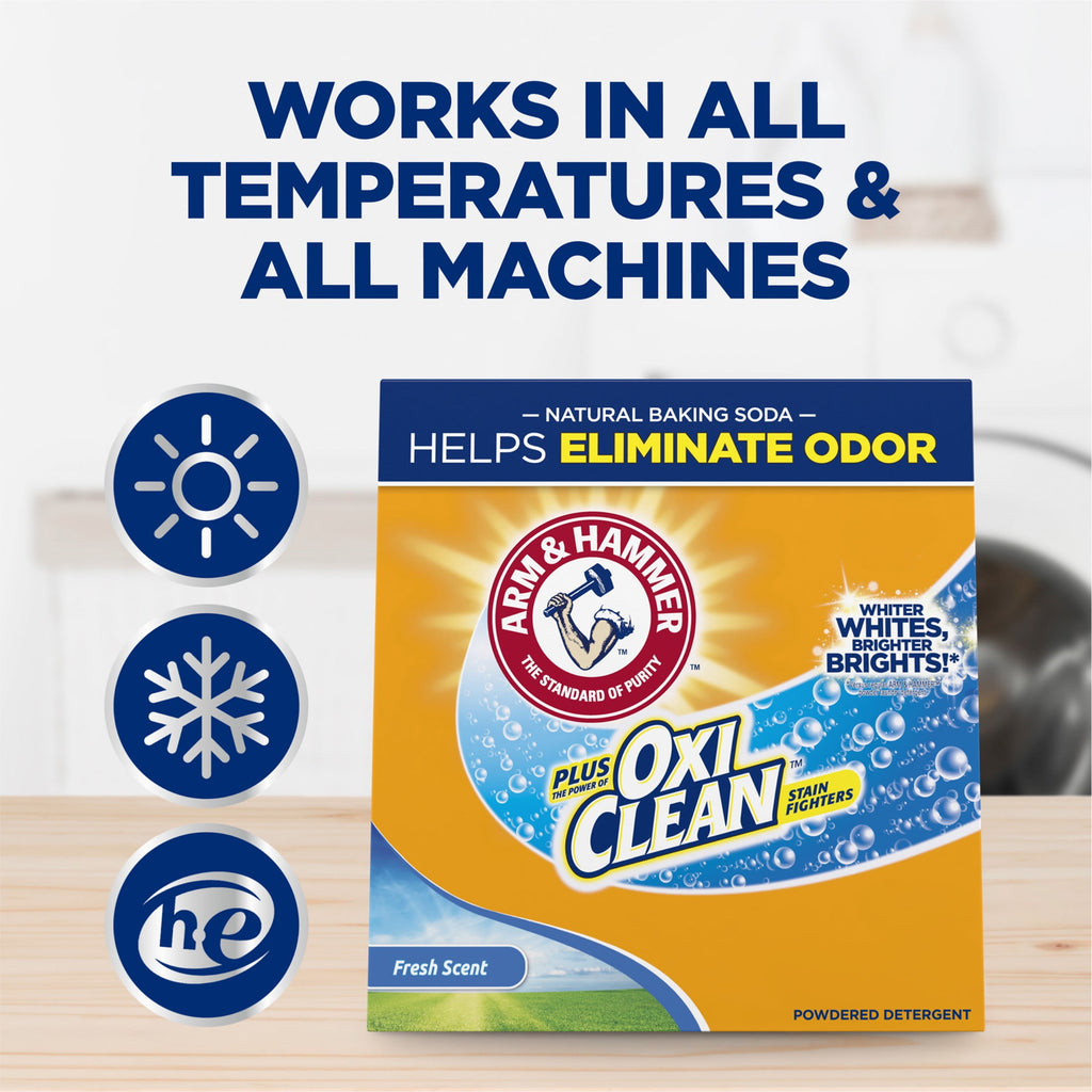 ARM & HAMMER Plus OxiClean Powder Laundry Detergent, Fresh Scent, 115 Loads