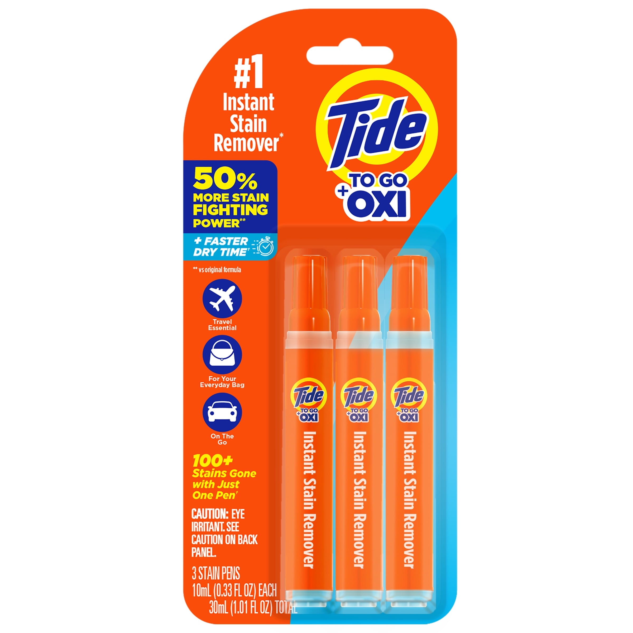 Tide To Go Instant Laundry Stain Remover Pen and Spot Cleaner, Travel Size Stain Sticks, Fresh, 1.01 fl oz, 3 Count