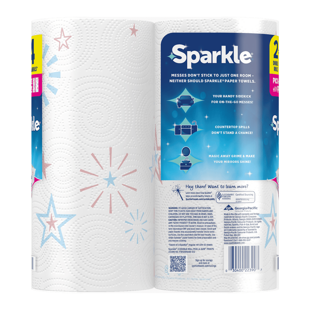 Sparkle Pick-a-Size Paper Towels, Limited Edition Summer Design, 2 Double Roll