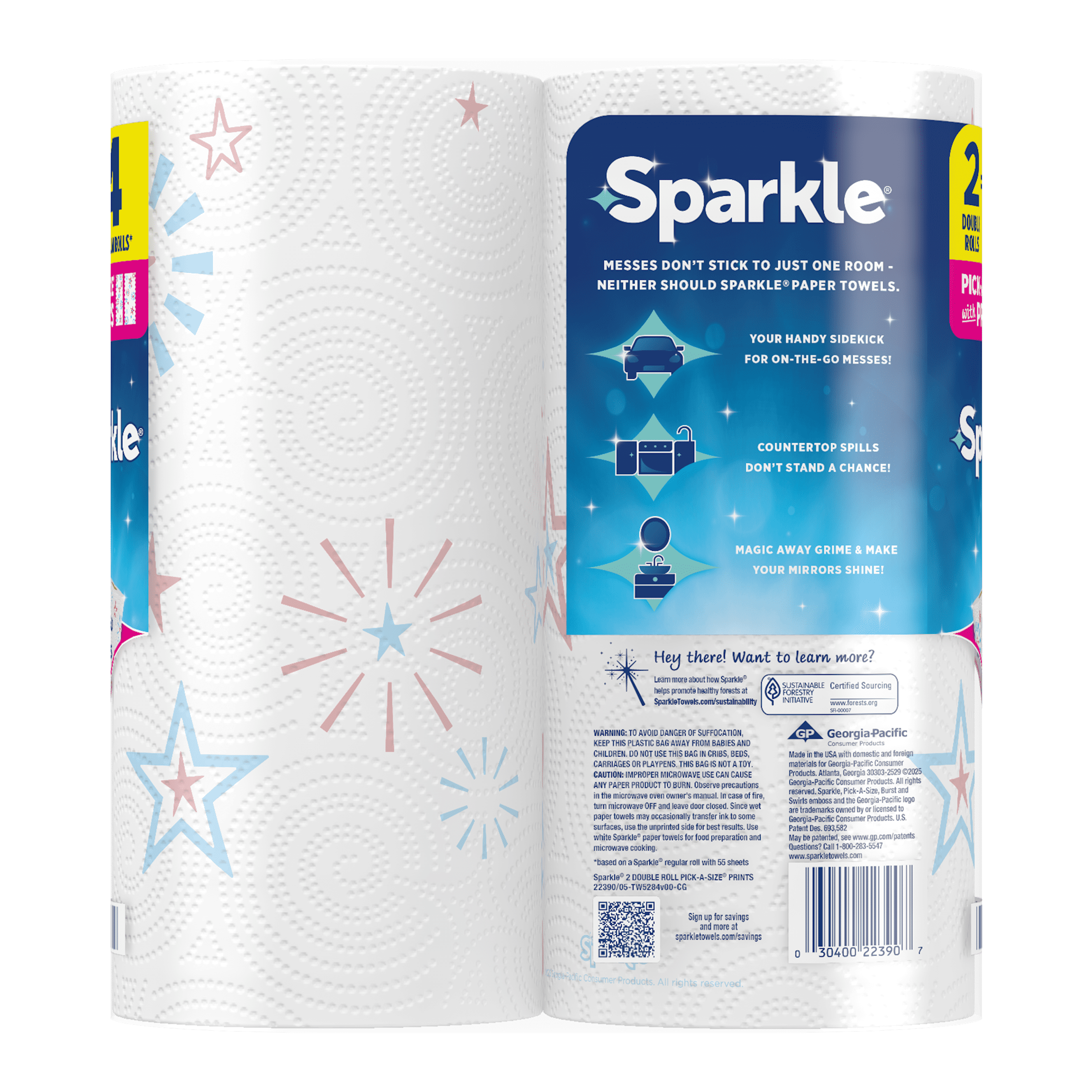 Sparkle Pick-a-Size Paper Towels, Limited Edition Summer Design, 2 Double Roll