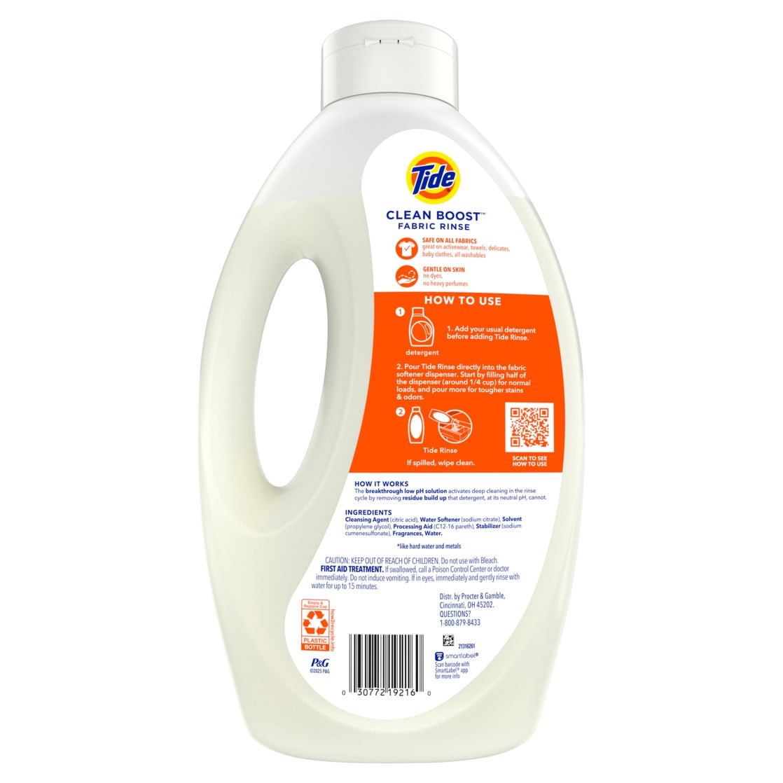 Tide Clean Boost Fabric Softener Rinse, Removes Odors and Residues, Original Scent, 48 fl oz