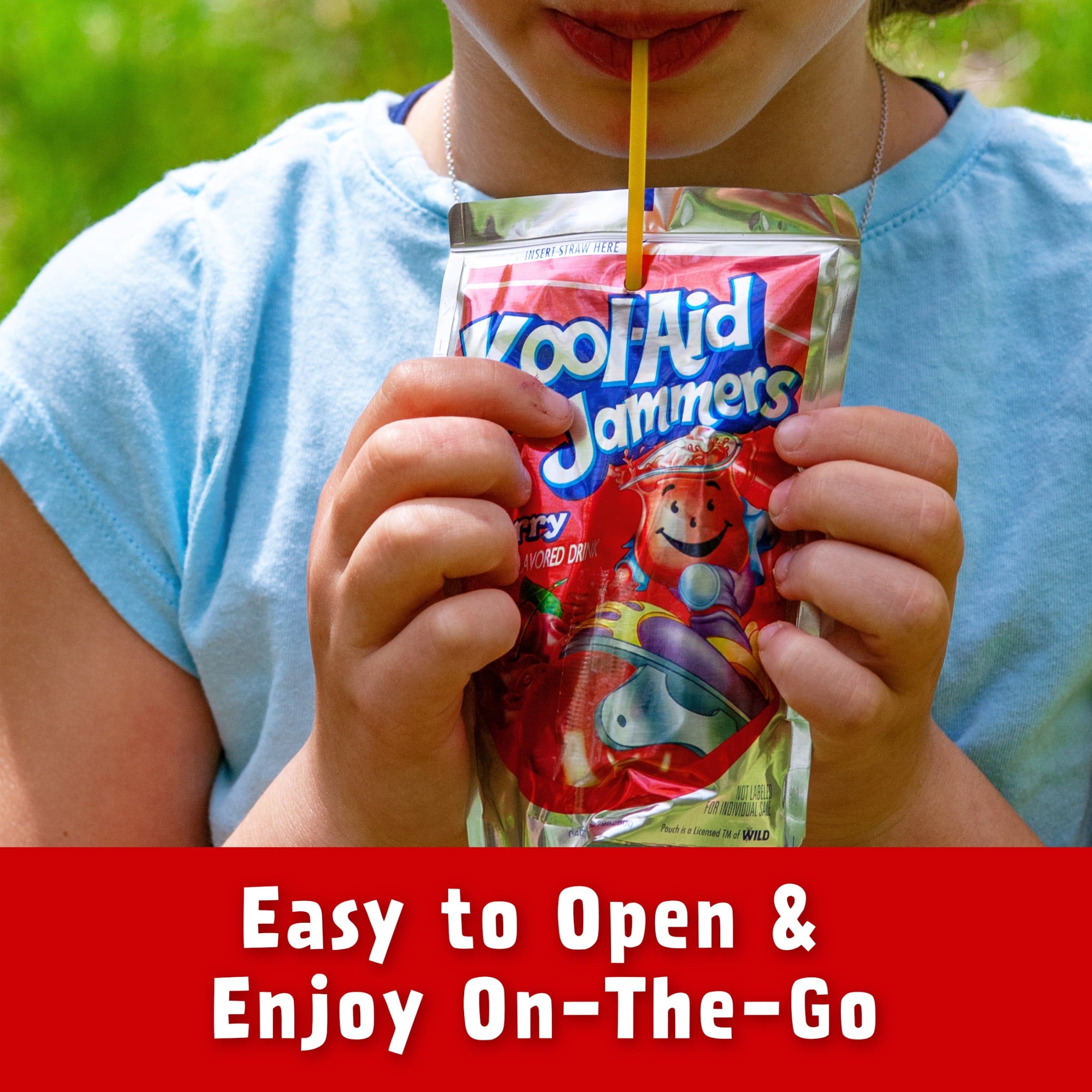 Kool-Aid Jammers Artificially Flavored Drink, 10 Pouches, for School Lunches and On-the-Go Hydration, Cherry Flavor, Excellent Source of Vitamin C, 6 fl oz