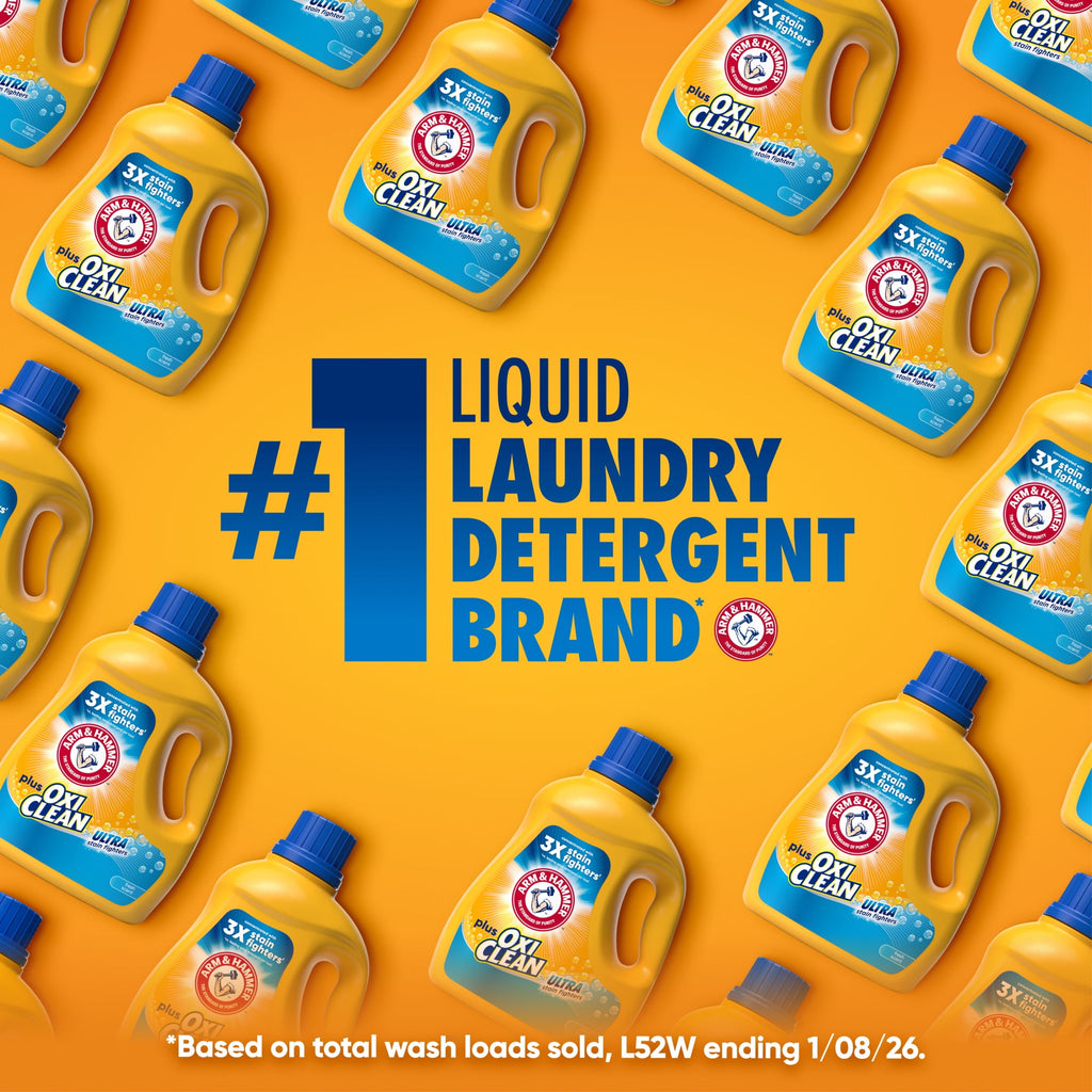 ARM & HAMMER Plus OxiClean Ultra Stain Fighters Liquid Laundry Detergent, Fresh Scent 158.6 Fl Oz